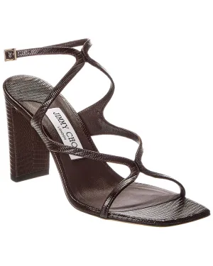 Jimmy Choo Azie 85 Lizard-Embossed Leather Sandal