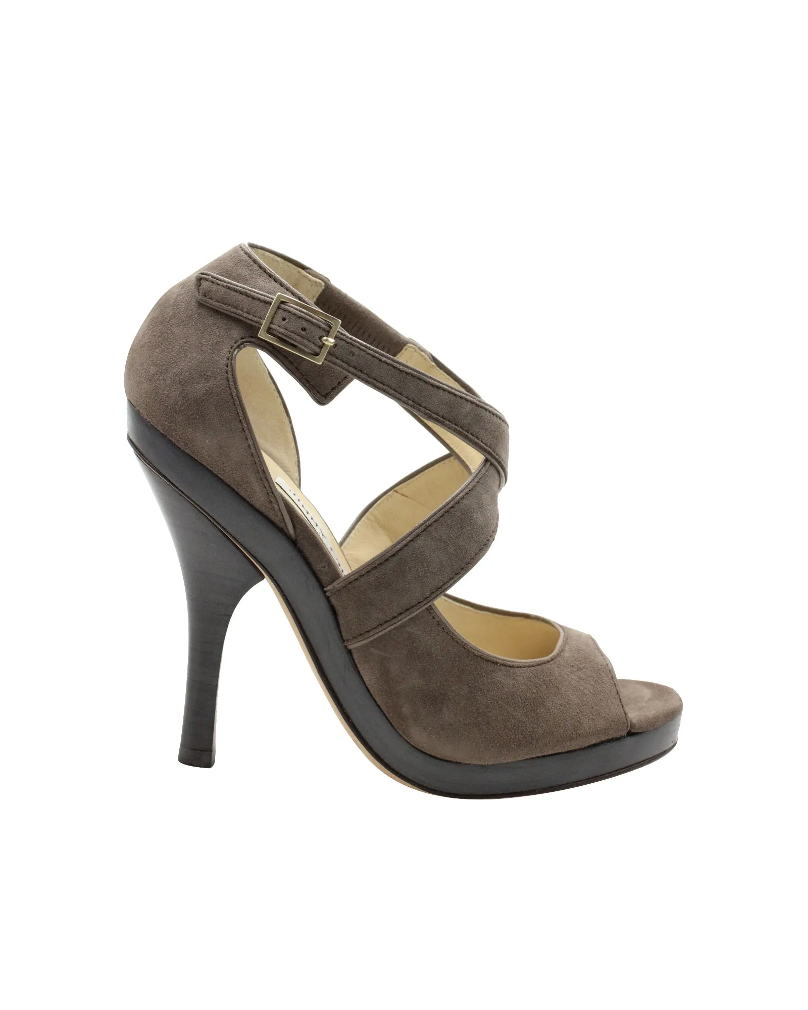 Jimmy Choo Criscross Sandals in Grey Suede