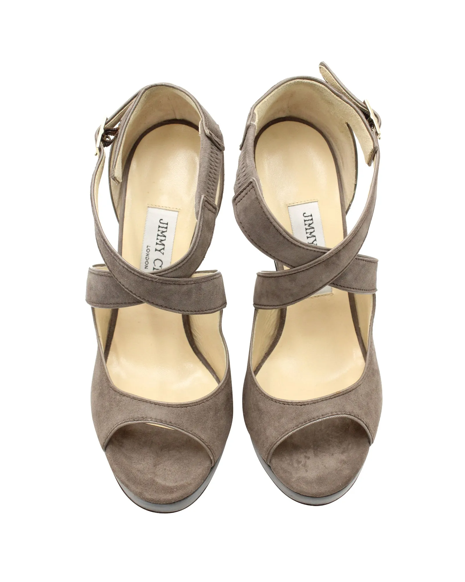 Jimmy Choo Criscross Sandals in Grey Suede