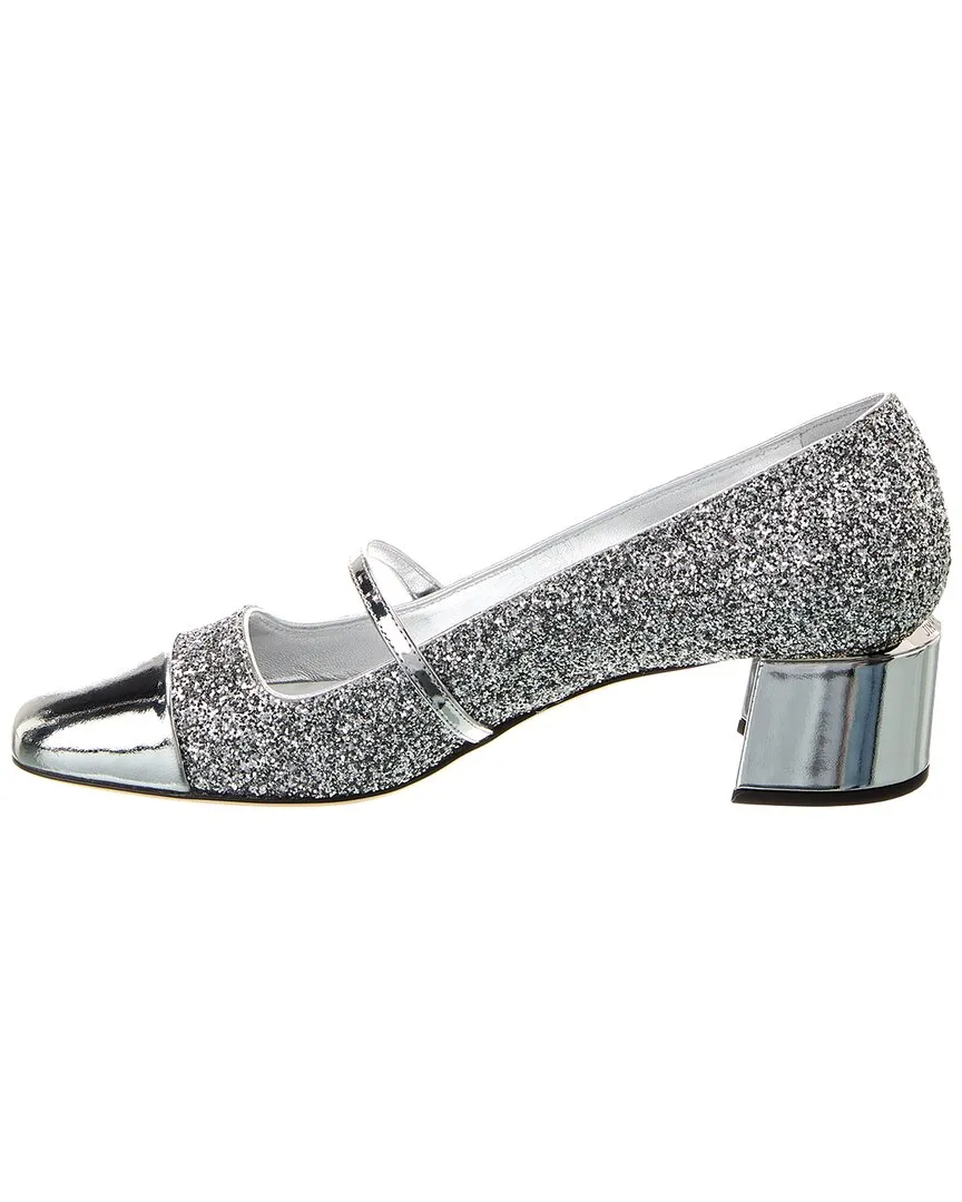 Jimmy Choo Elisa 45 Glitter & Leather Pump