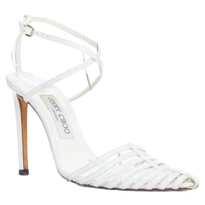 Jimmy Choo Tamai leather caged toe criss cross sandals