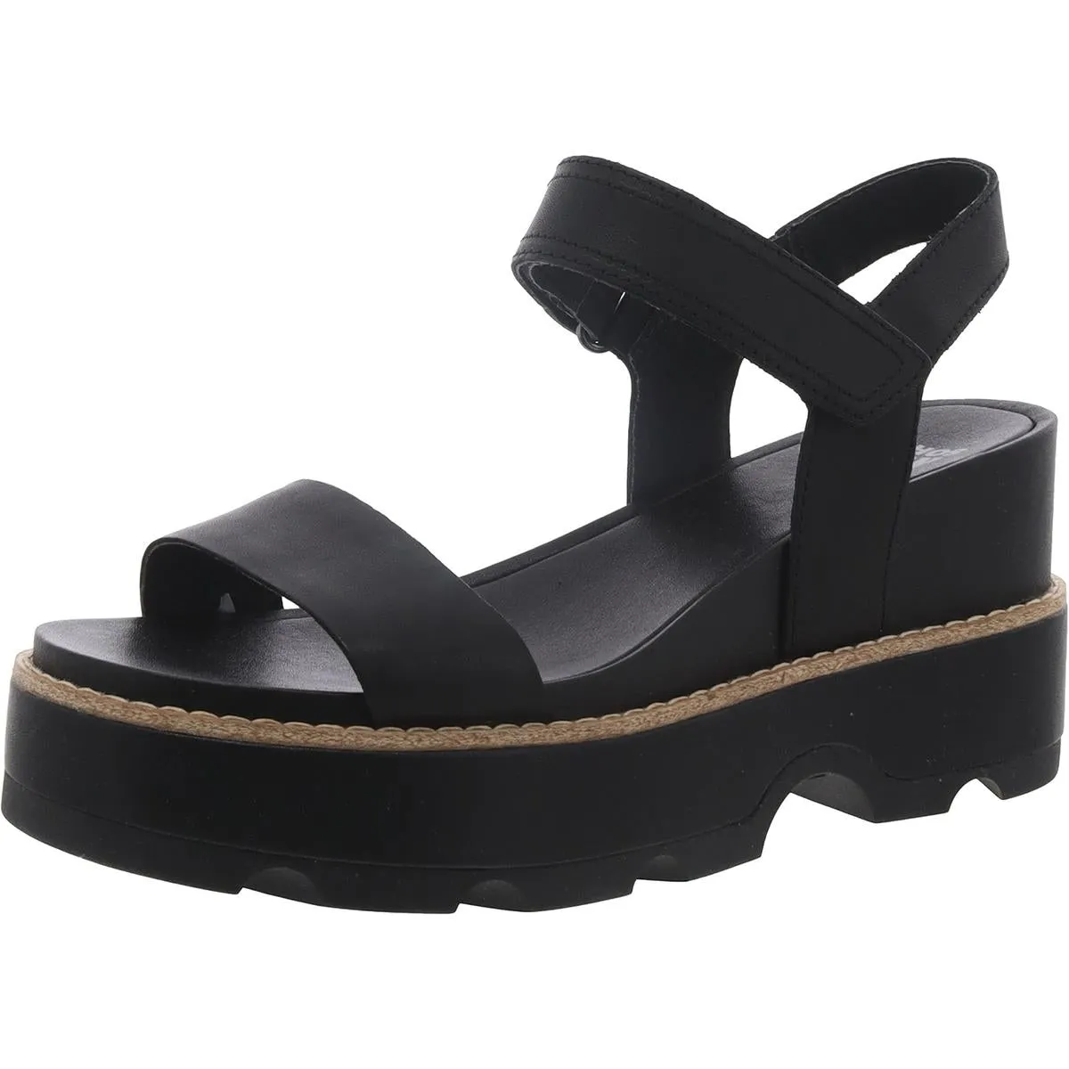 Joanie IV Womens Leather Slip On Wedge Sandals