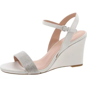 Josie Wedge Sandal Womens Rhinestone Satin Ankle Strap