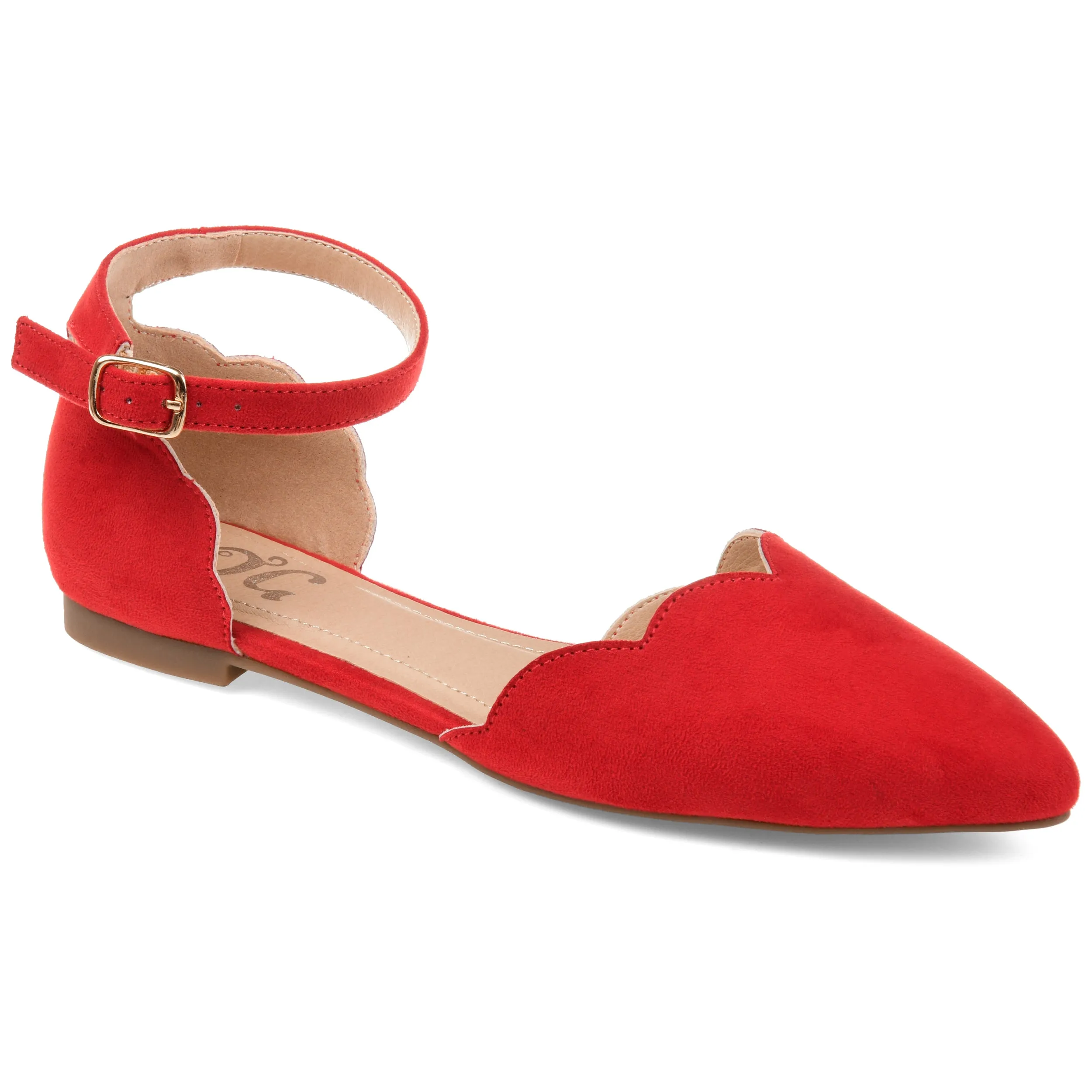 Journee Collection Womens Lana Buckle Pointed Toe Ballet Flats
