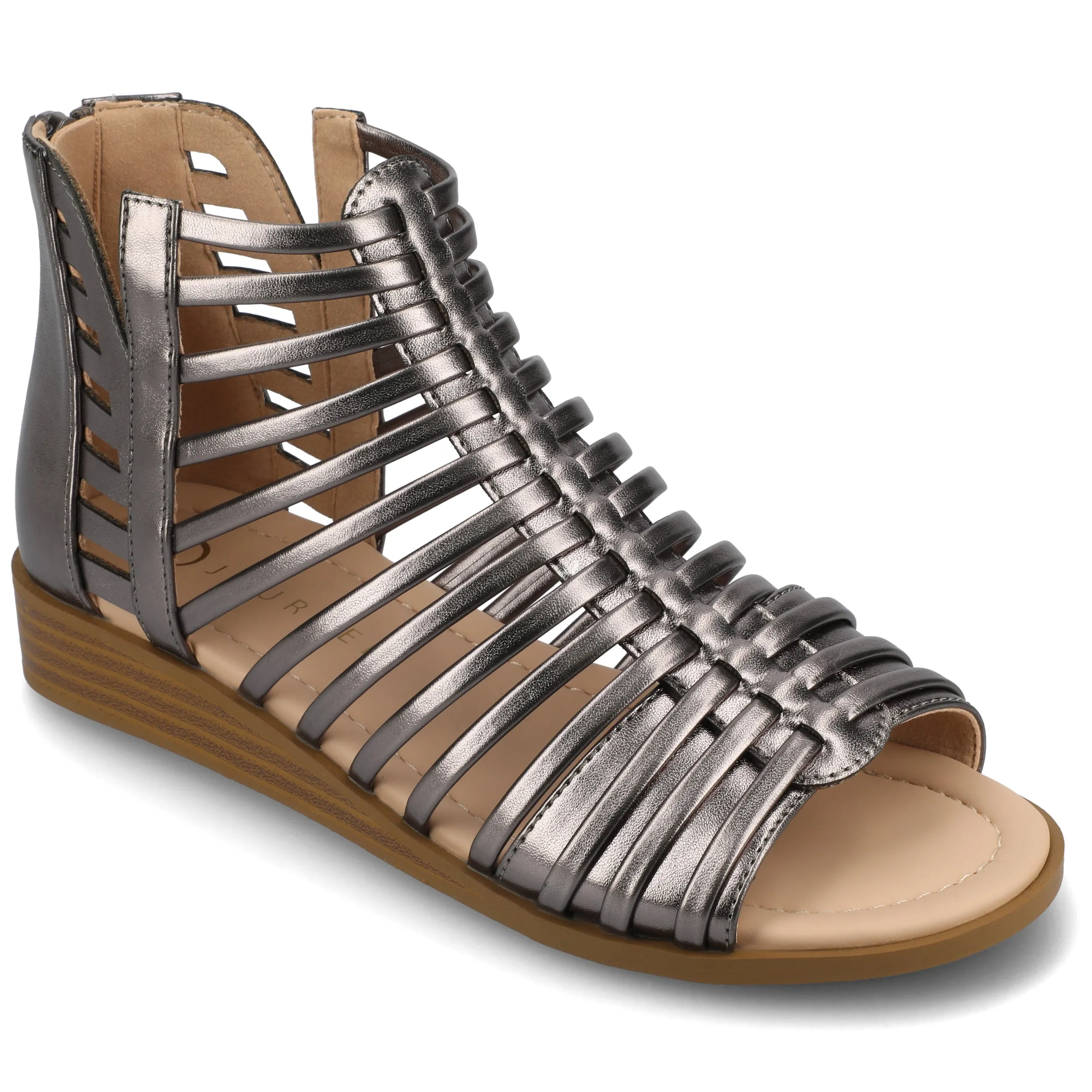 Journee Women's Delilah Medium and Wide Width Sliver Wedge Sandals