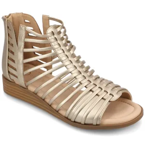 Journee Women's Delilah Medium and Wide Width Sliver Wedge Sandals
