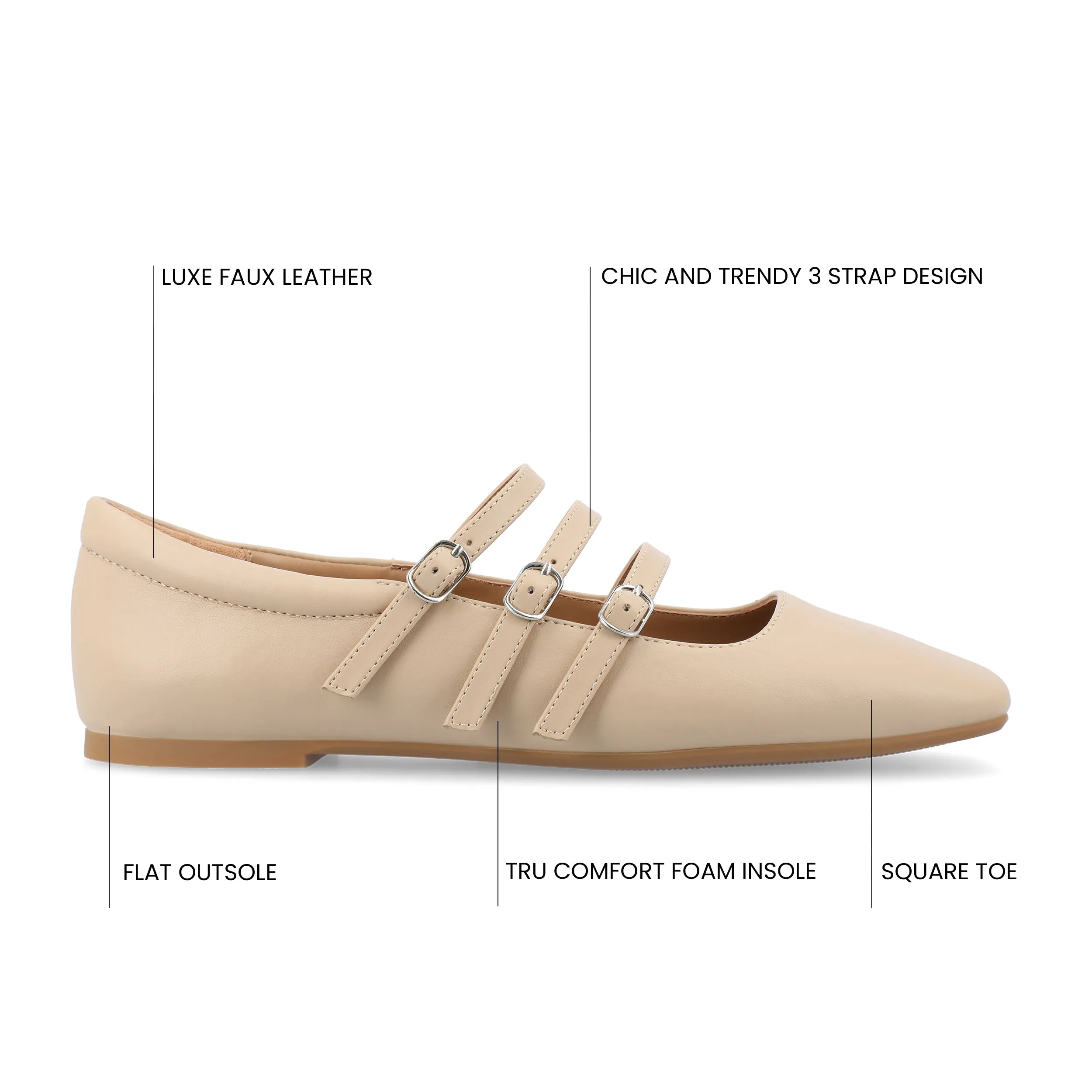 Journee Women's Tru Comfort Foam Medium and Wide Width Darlin Dress Flats