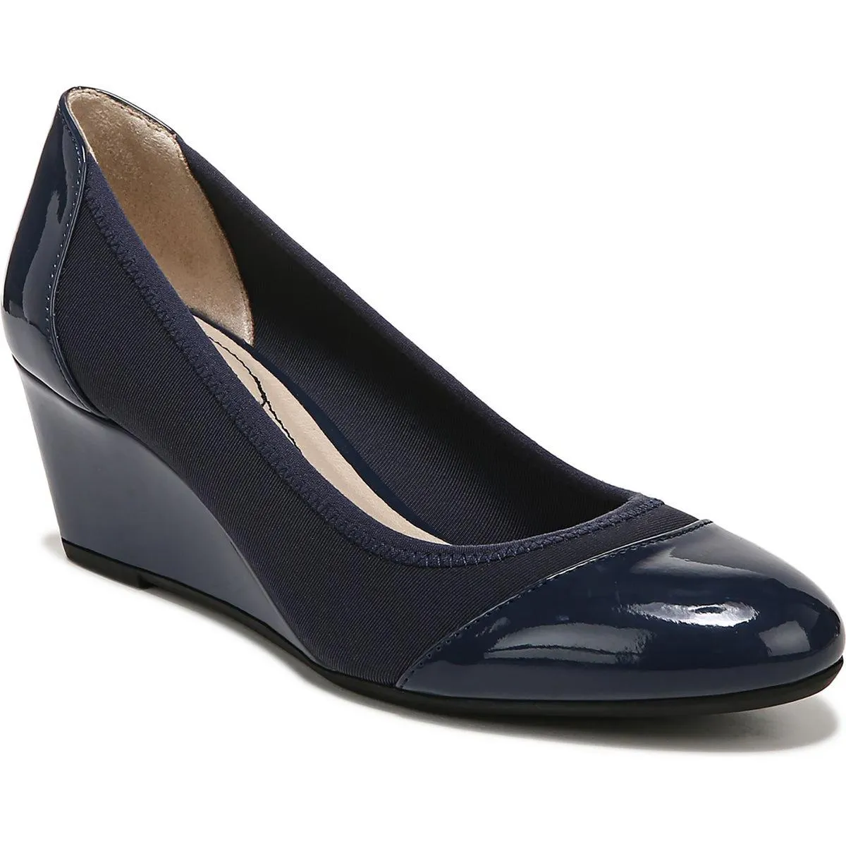 Juliana Stretch Womens Patent Slip On Wedge Heels