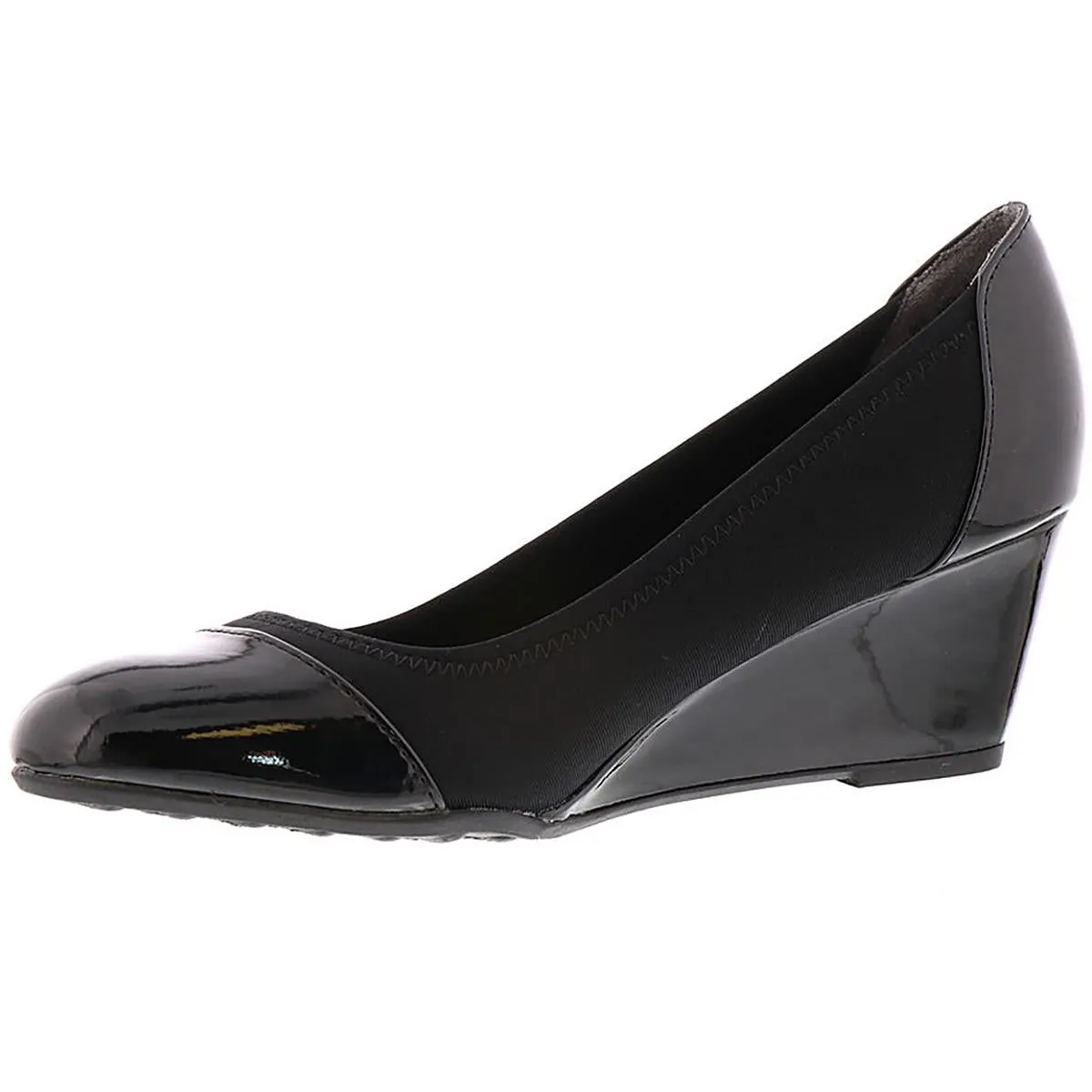 Juliana Stretch Womens Patent Slip On Wedge Heels