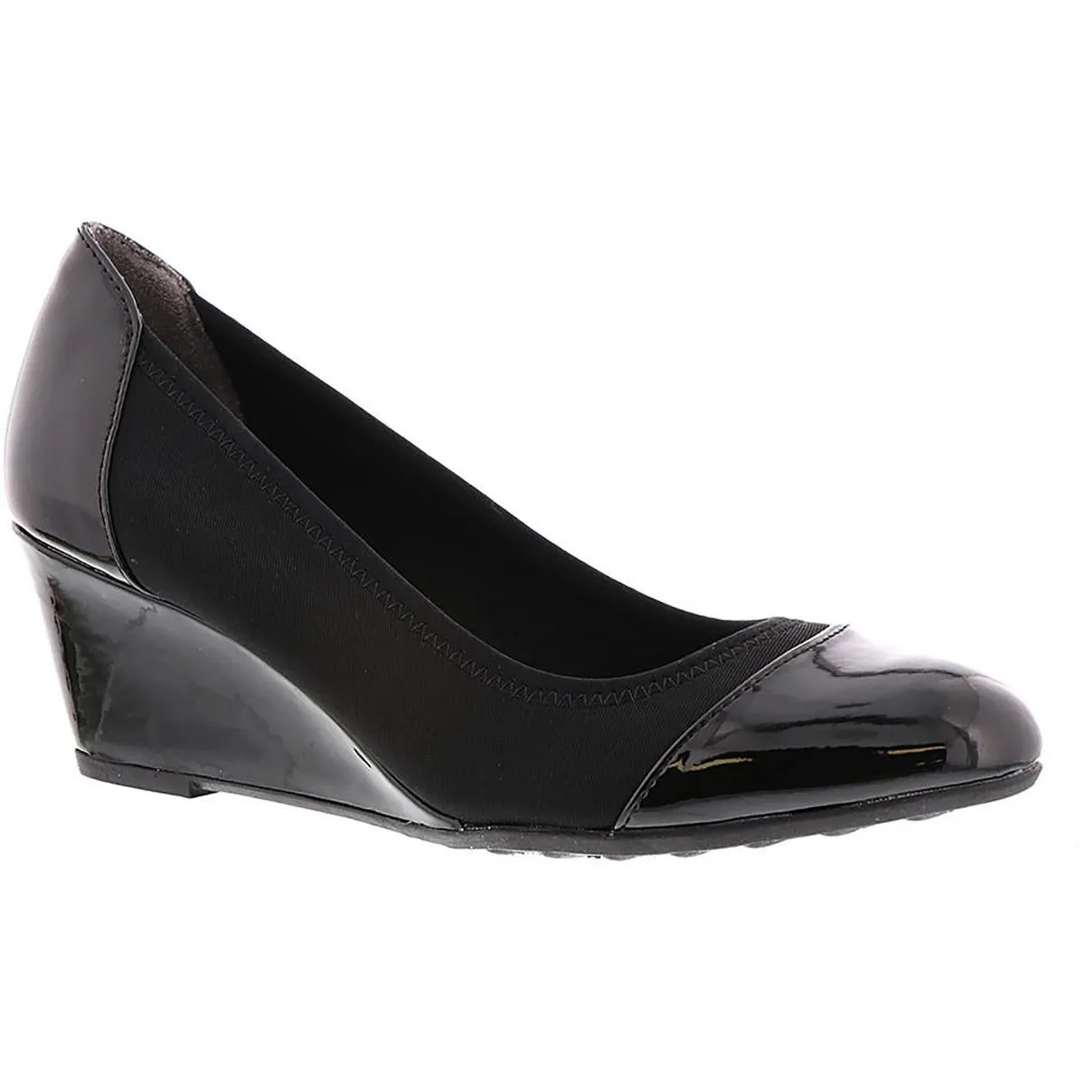 Juliana Stretch Womens Patent Slip On Wedge Heels