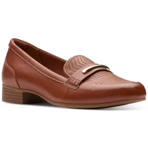 Juliet Aster Womens Padded Insole Leather Loafer Heels