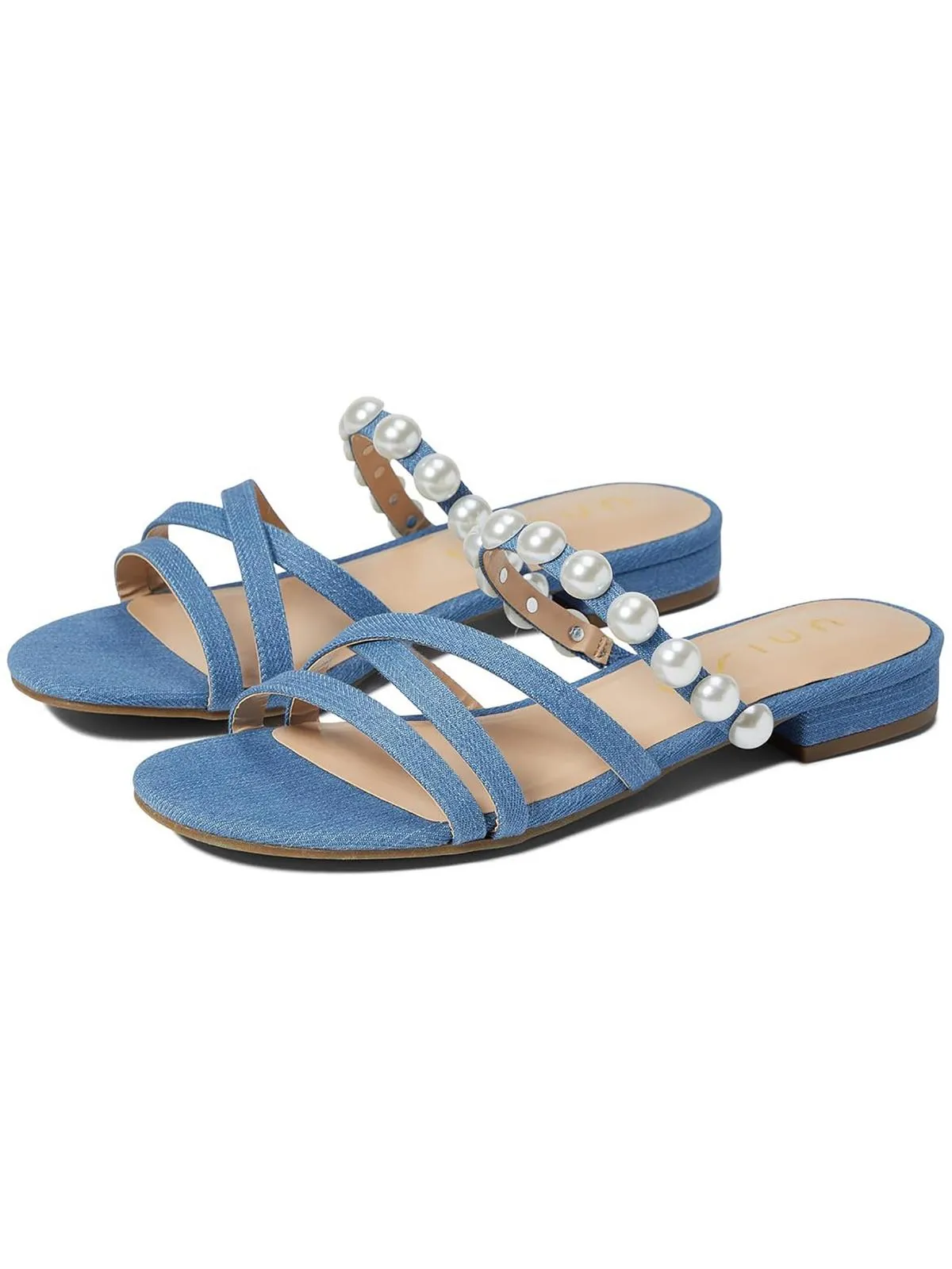 Kaiden 2 Womens Embellished Denim Slide Sandals