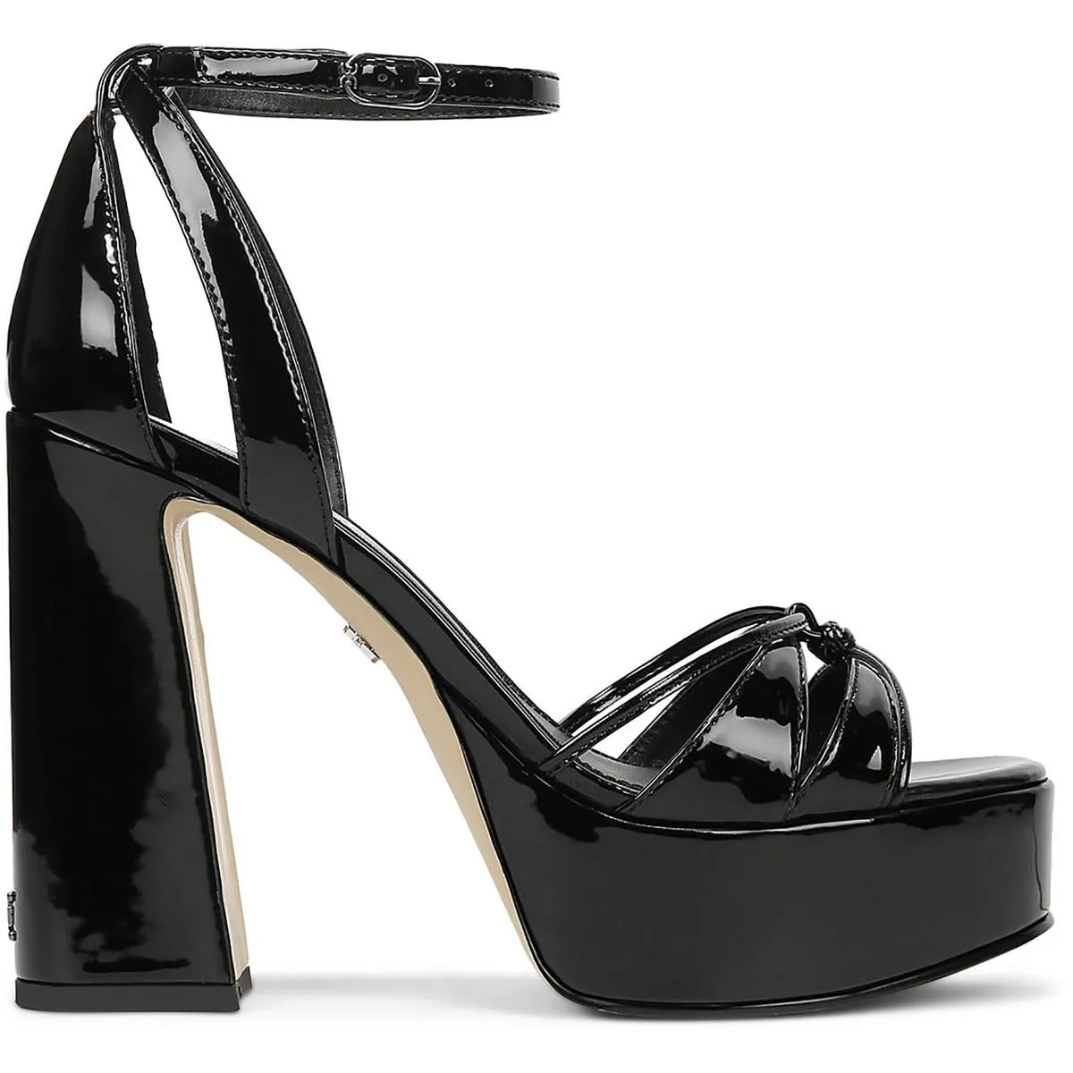 KAMILLE Womens Patent Platform Heel Ankle Strap