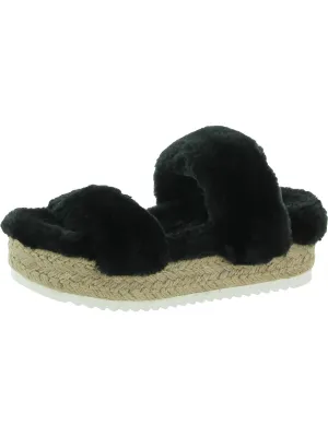 Katana Womens Faux Fur Open Toe Platform Sandals