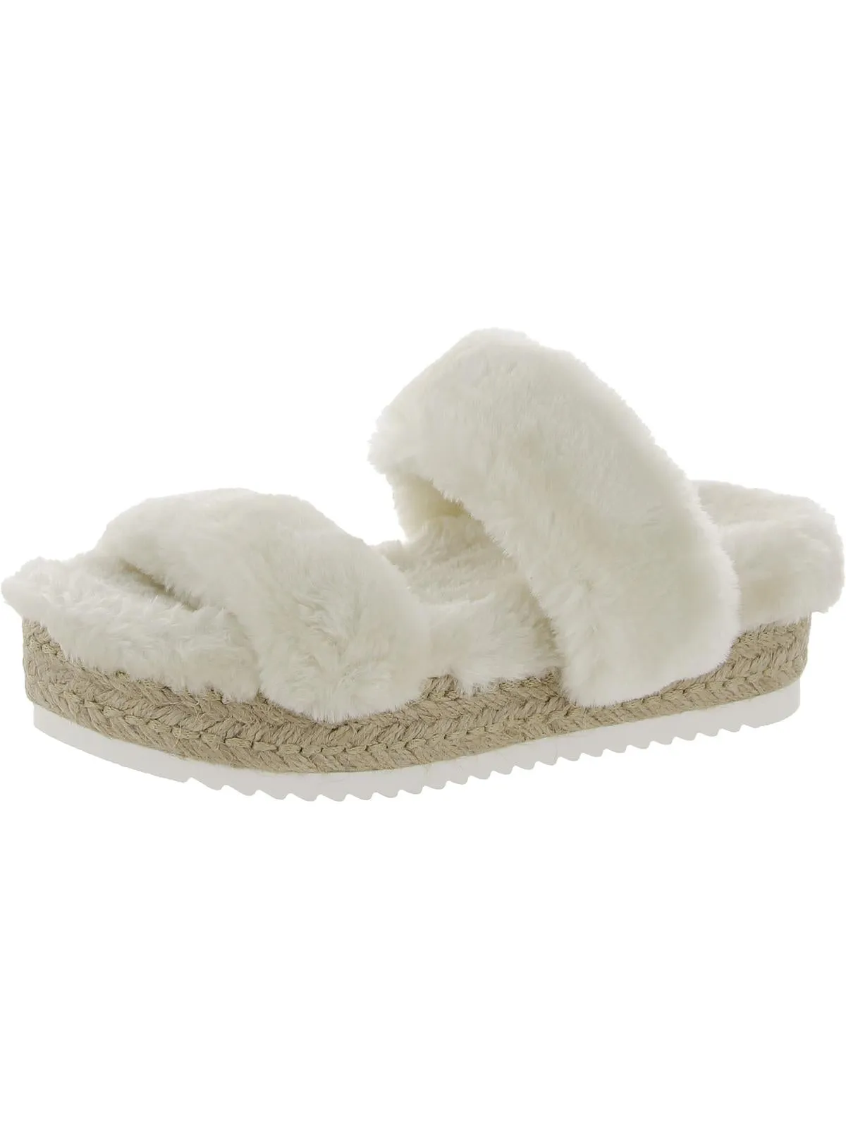 Katana Womens Faux Fur Open Toe Platform Sandals