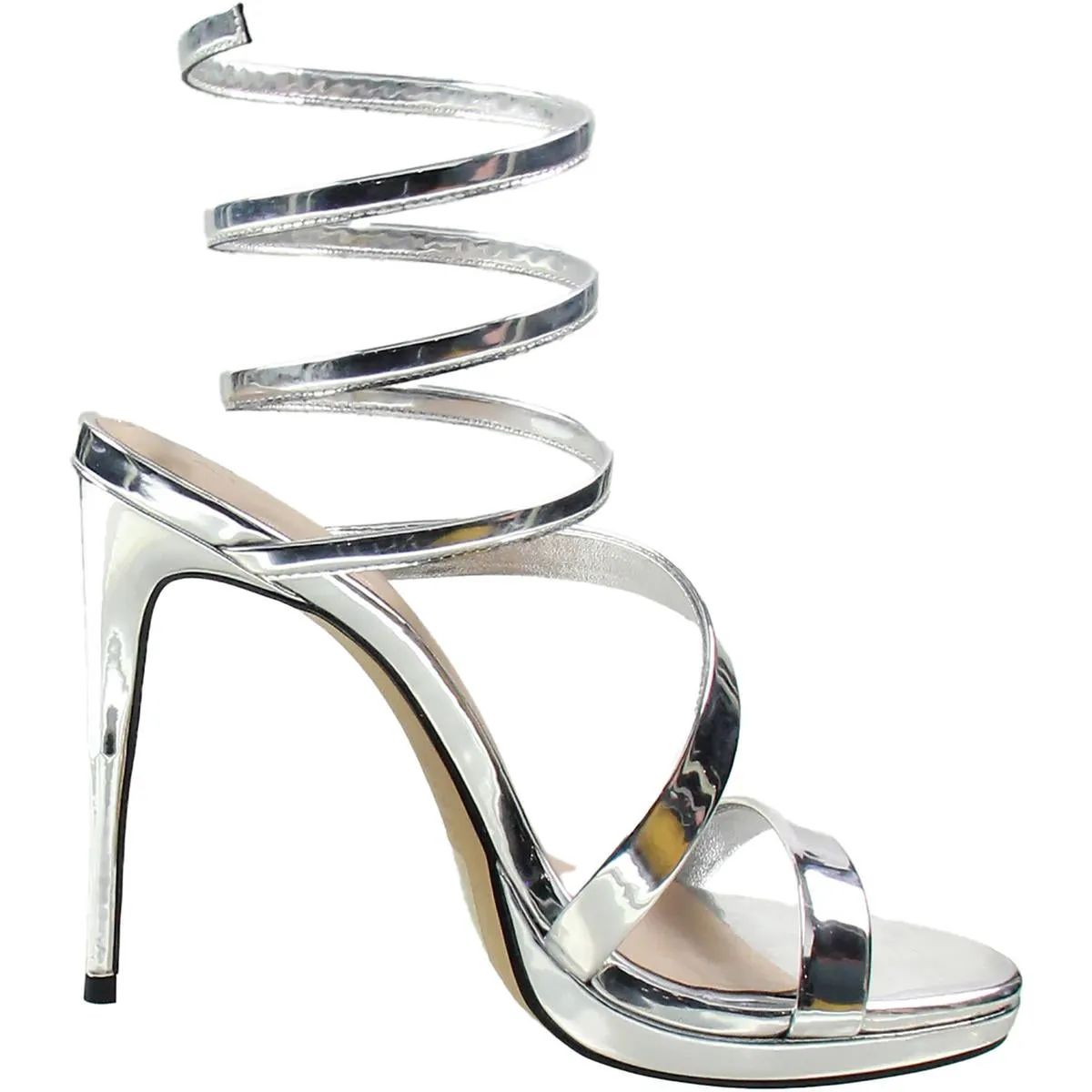 Katswirl Womens Metallic Patent Ankle Strap