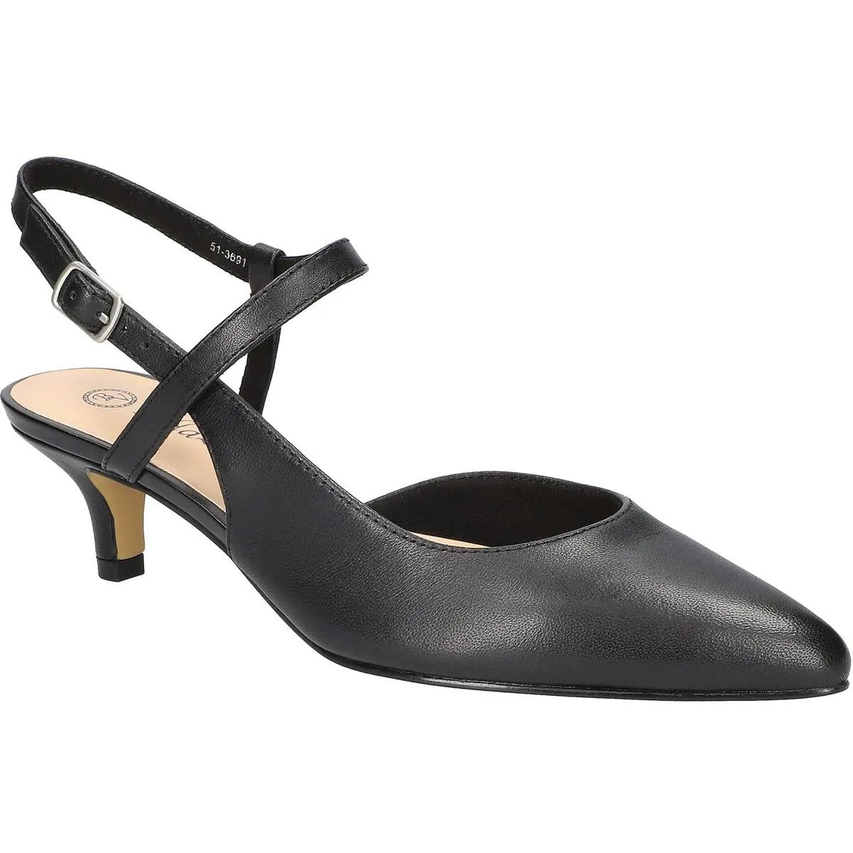 KAYCE Womens Adjustable Leather Slingback Heels