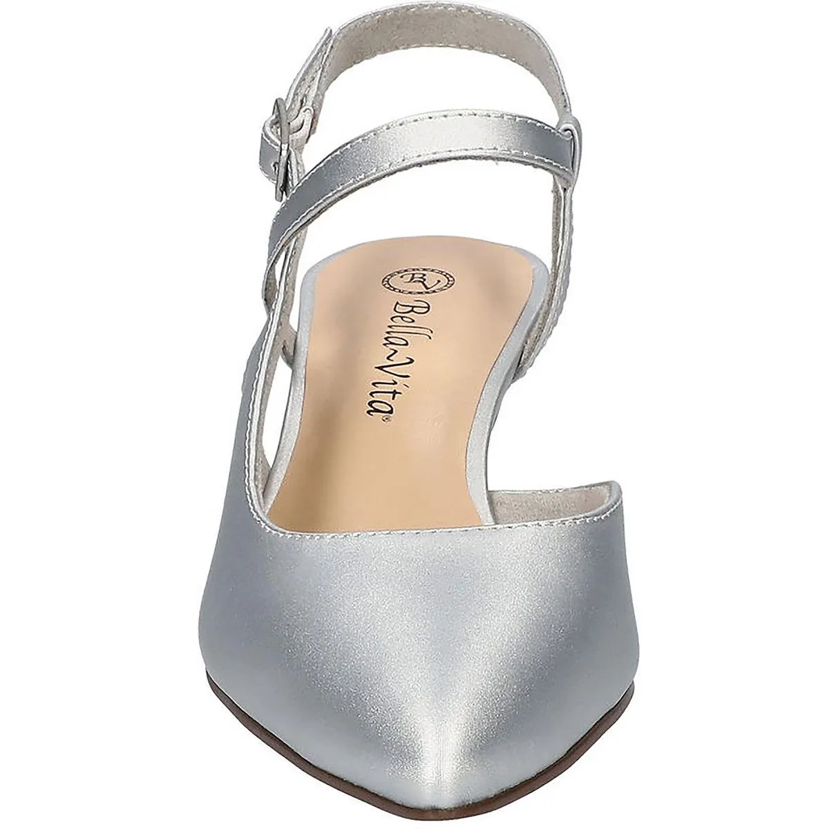 Kayce Womens Leather Kitten Heel Slingback Heels