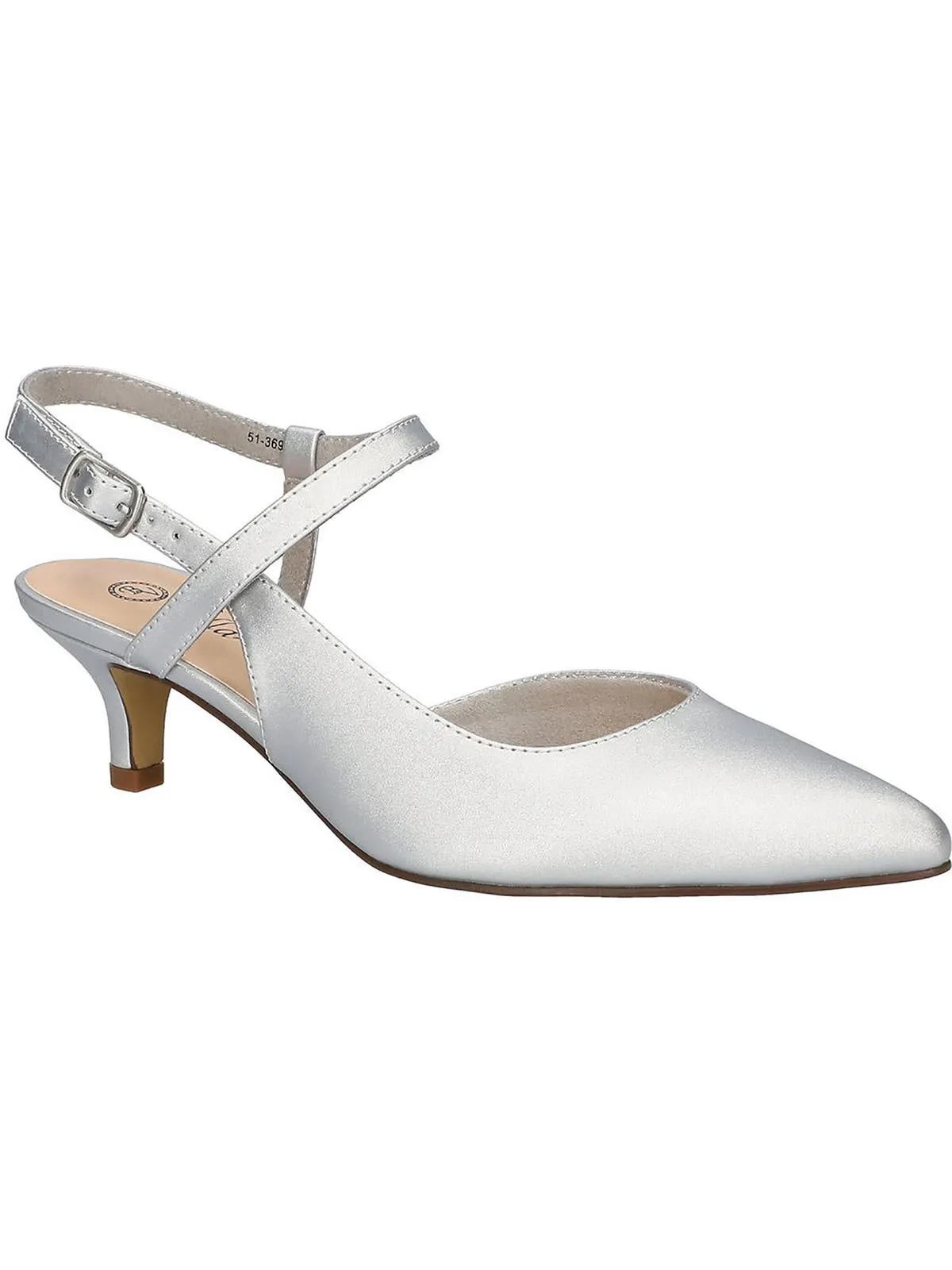 Kayce Womens Leather Kitten Heel Slingback Heels