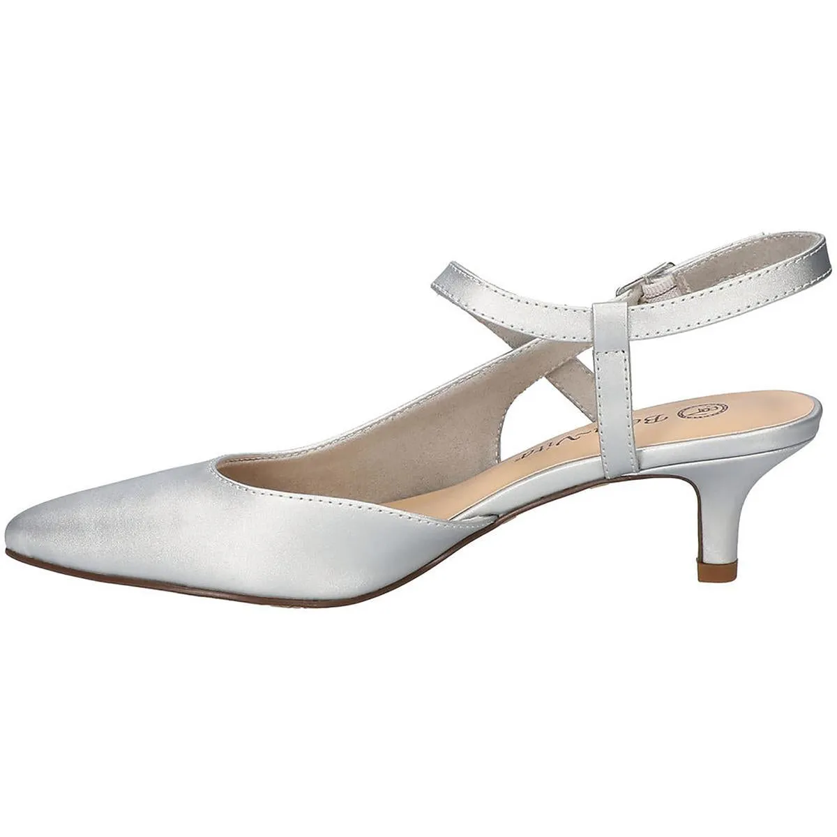 Kayce Womens Leather Kitten Heel Slingback Heels