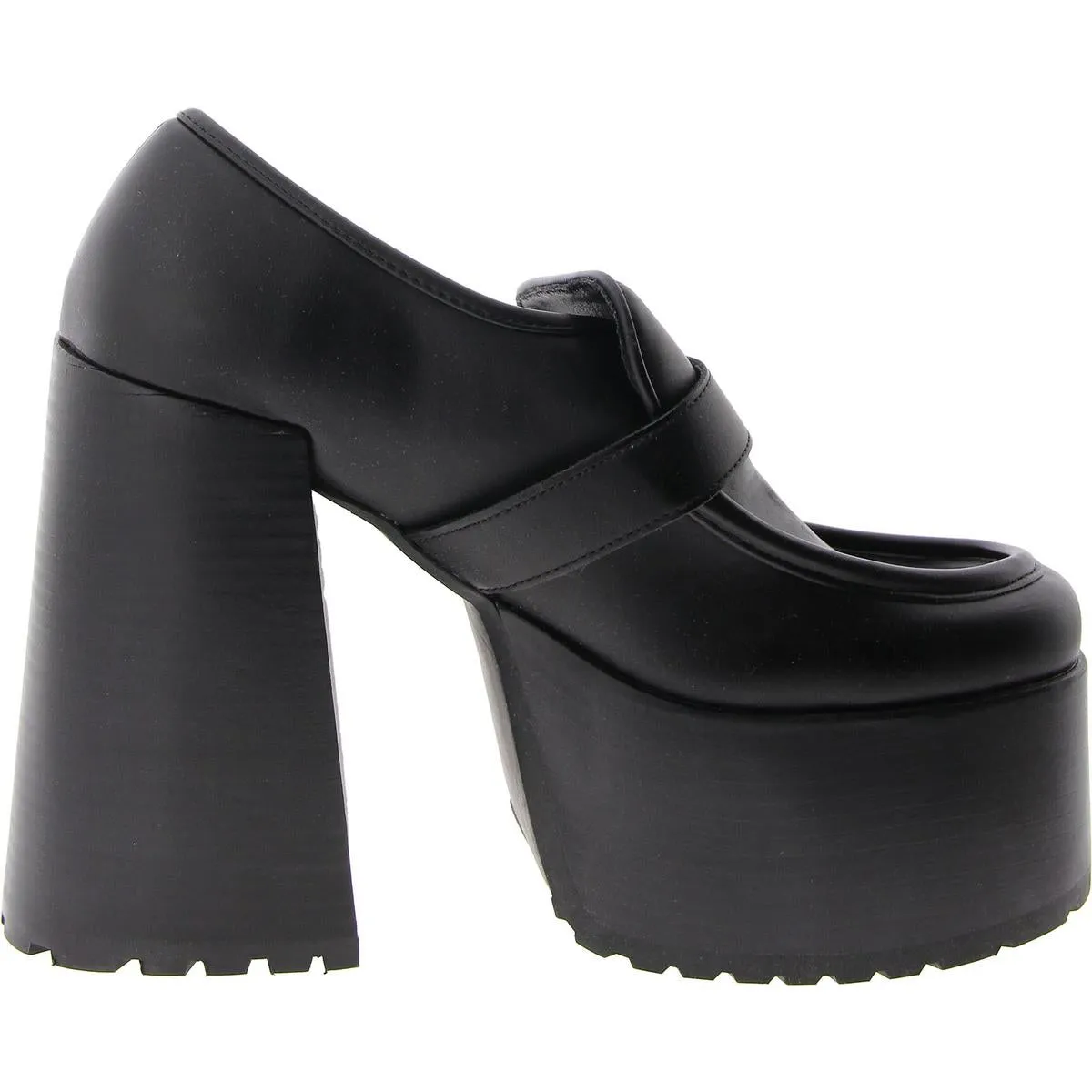 Kerigan Womens Faux Leather Platform Loafer Heels