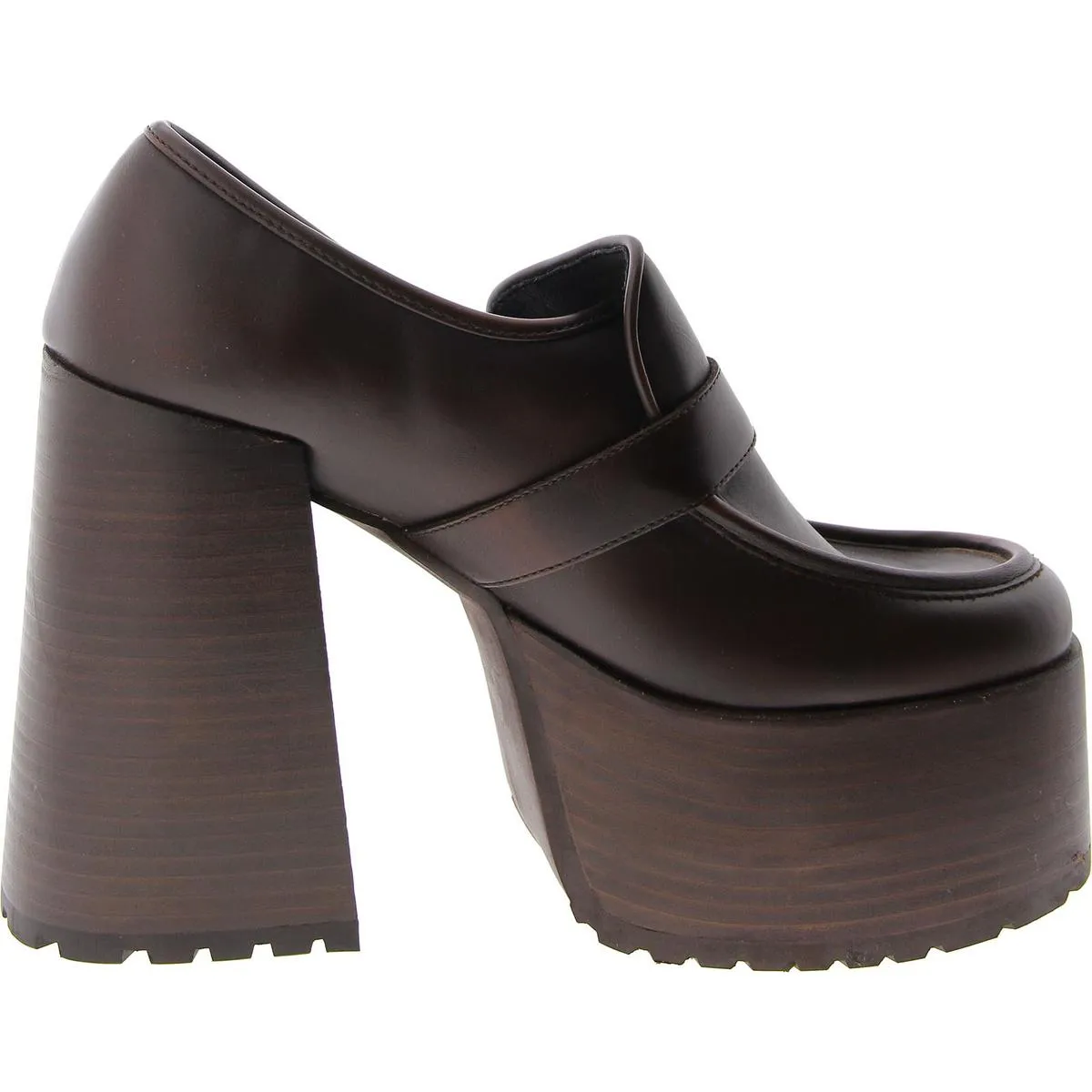 Kerigan Womens Faux Leather Platform Loafer Heels