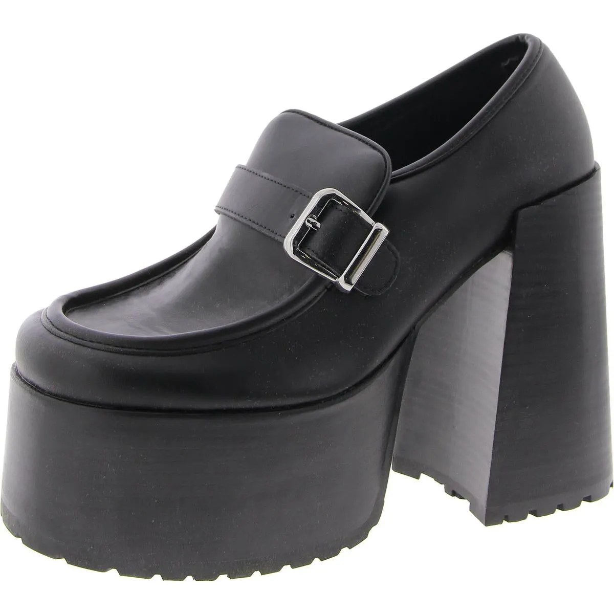 Kerigan Womens Faux Leather Platform Loafer Heels