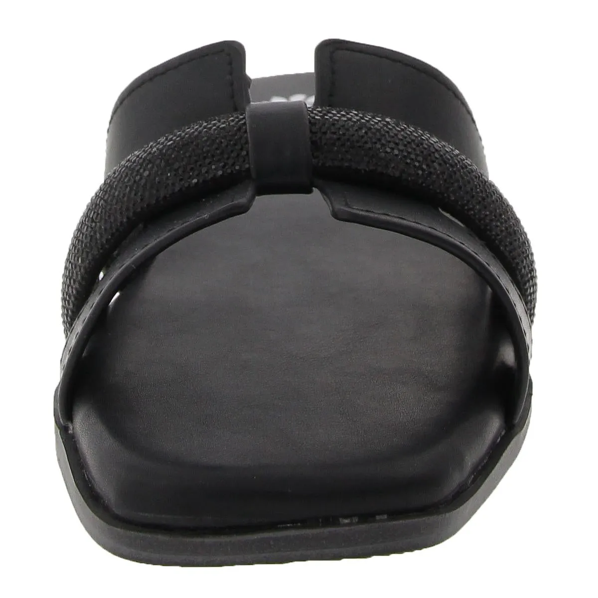 Kerria Womens Cut-Out Faux Leather Slide Sandals