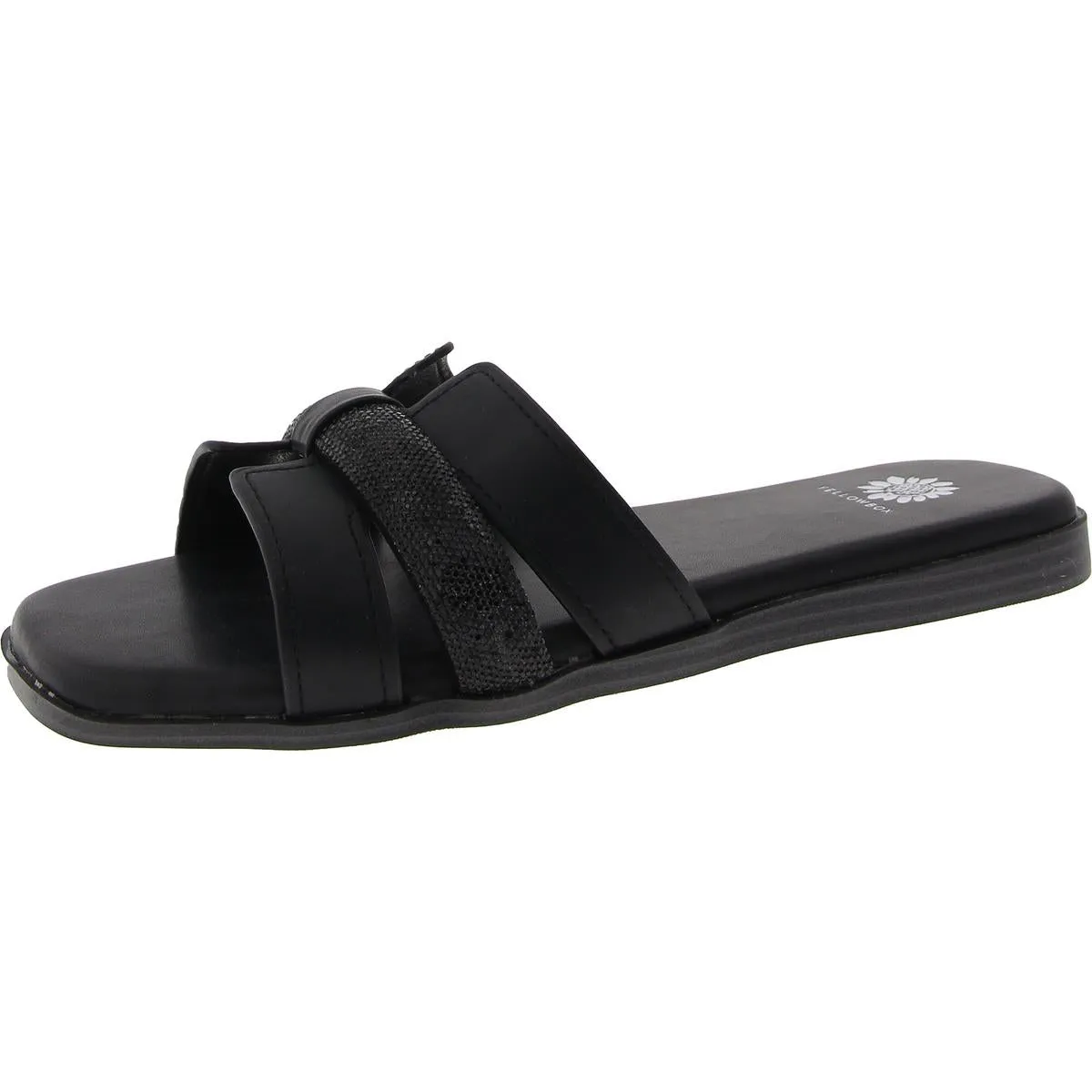 Kerria Womens Cut-Out Faux Leather Slide Sandals