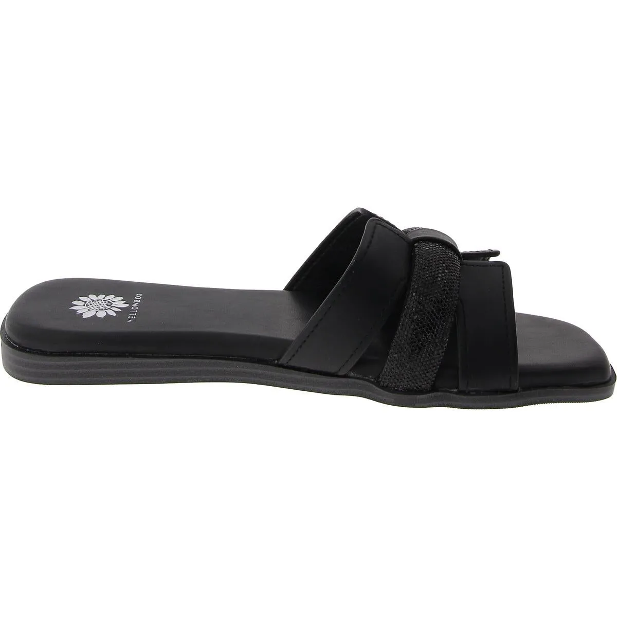 Kerria Womens Cut-Out Faux Leather Slide Sandals