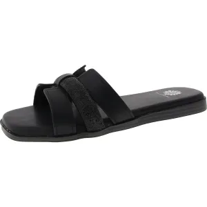 Kerria Womens Cut-Out Faux Leather Slide Sandals