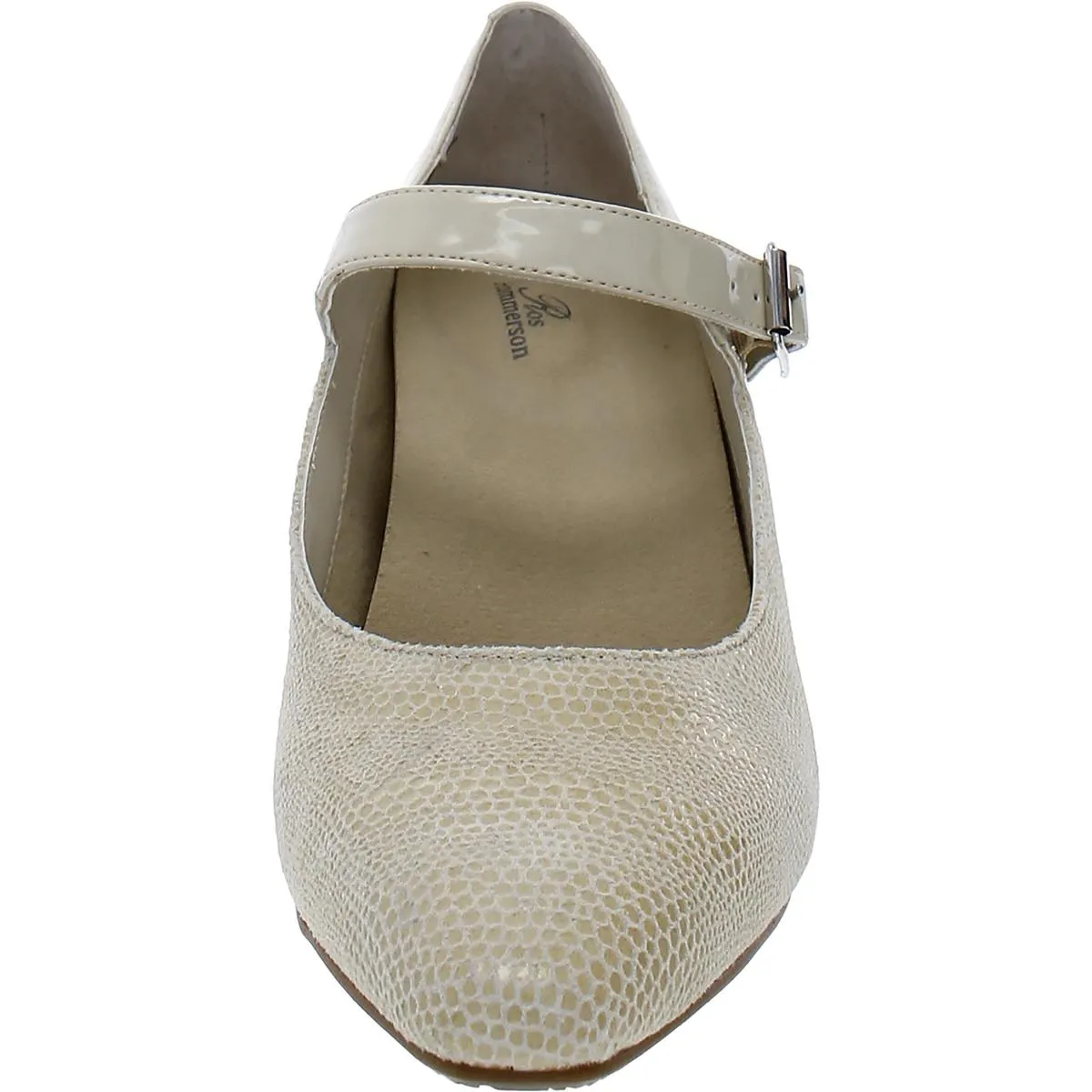 Kiki Womens Leather Embossed Mary Jane Heels