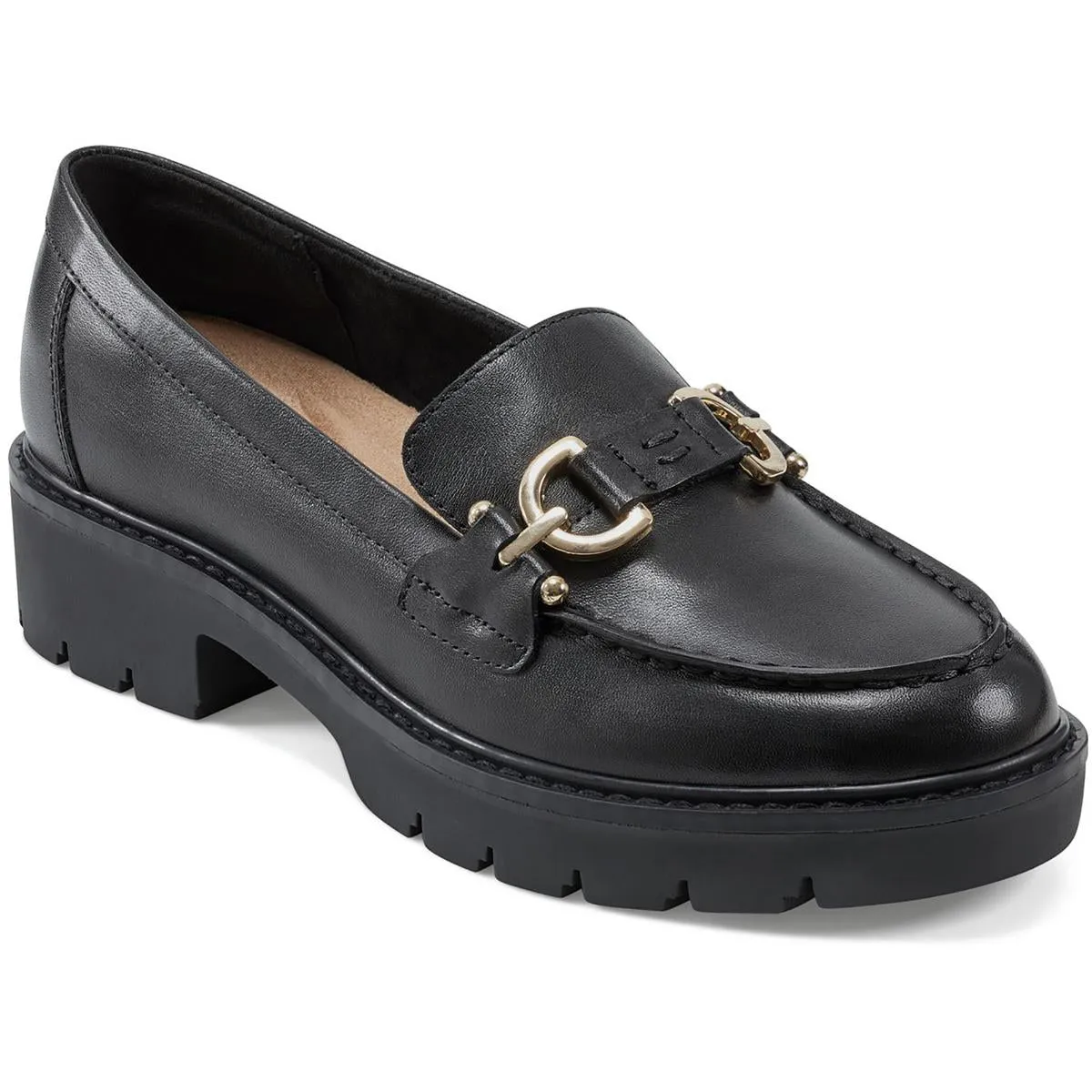 Kinndle Womens Leather Chain Loafers