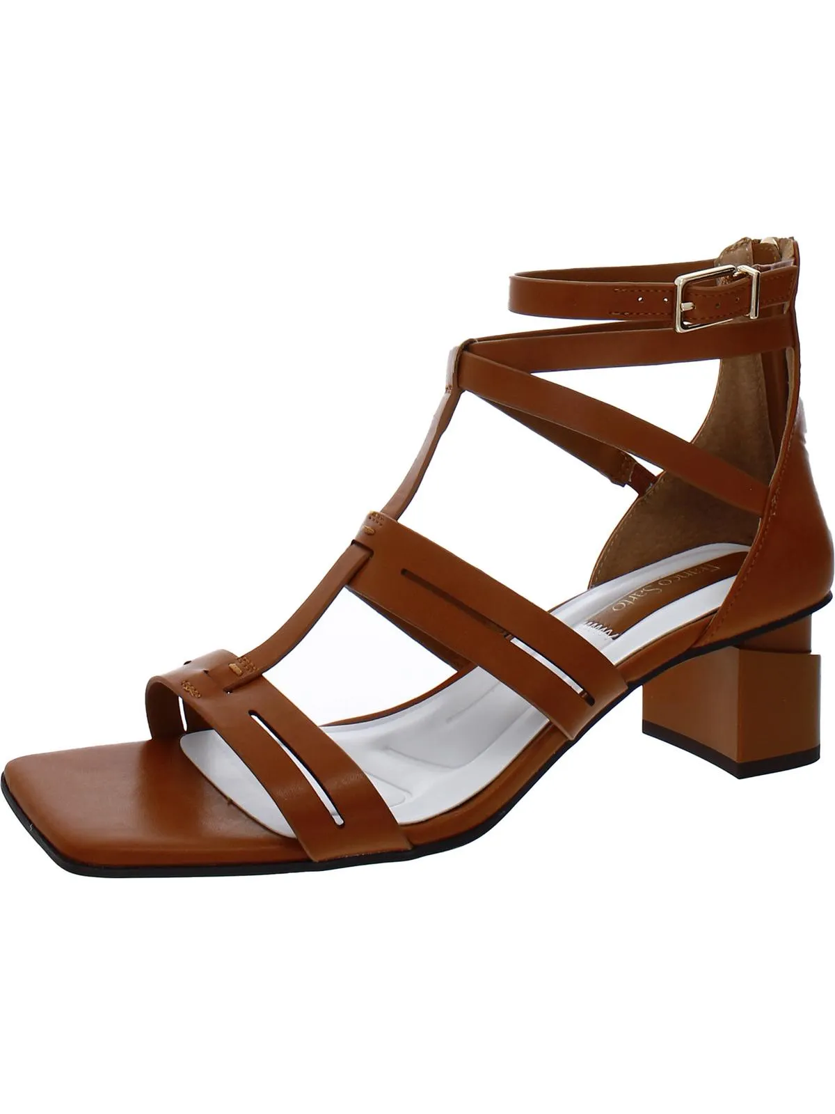 Korie Womens Faux Leather Square Toe Heels