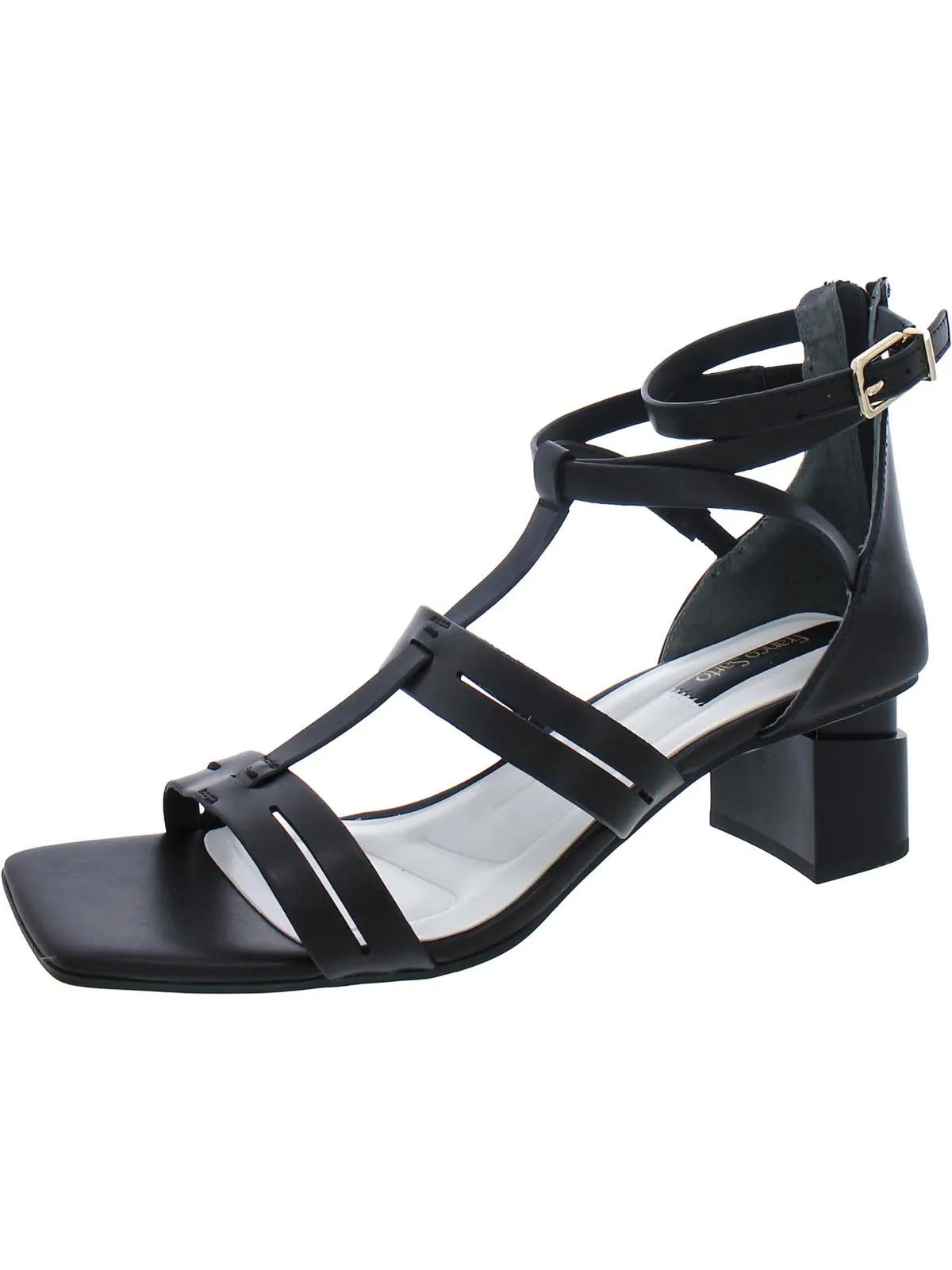 Korie Womens Faux Leather Square Toe Heels