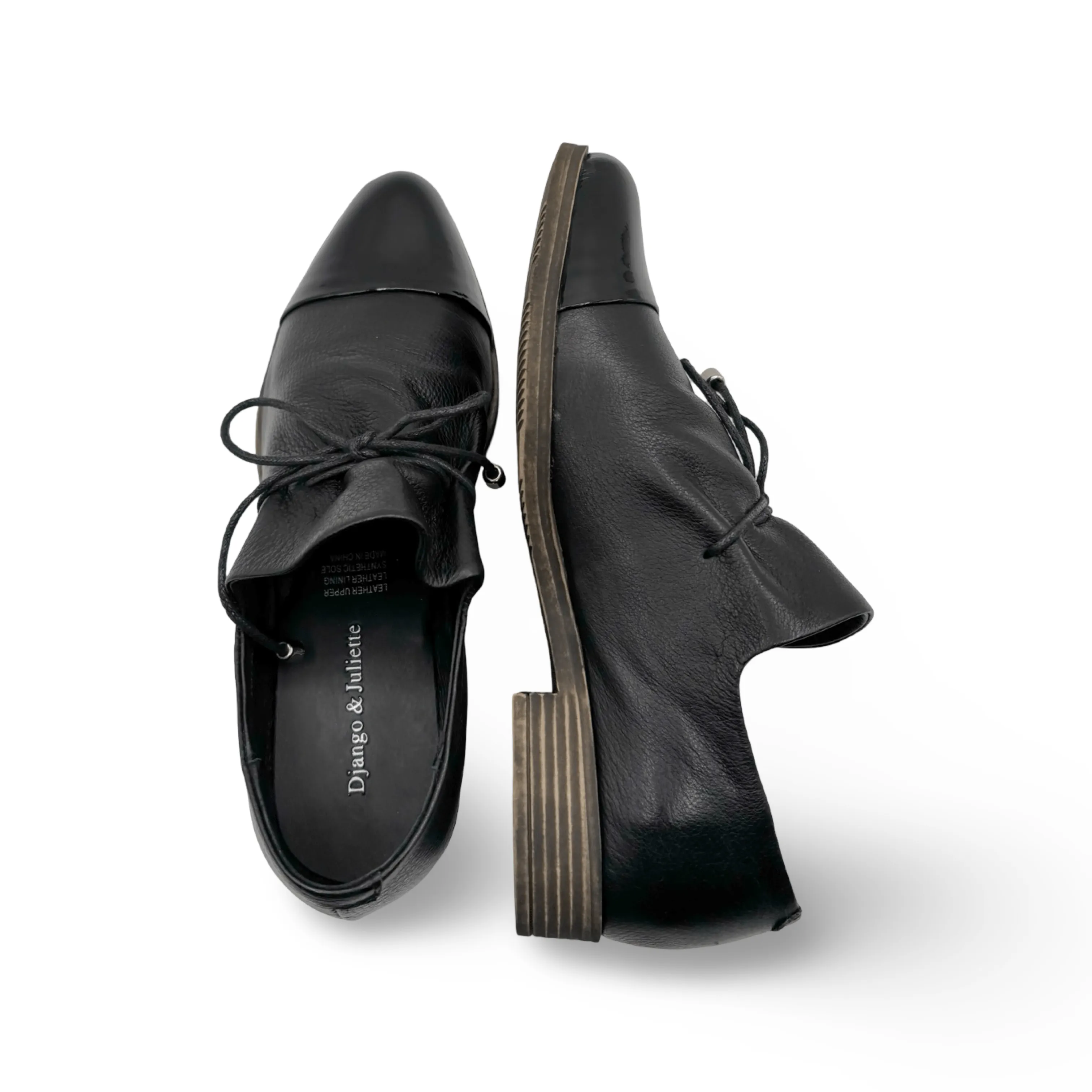 Kotty Black Leather/Patent Flat