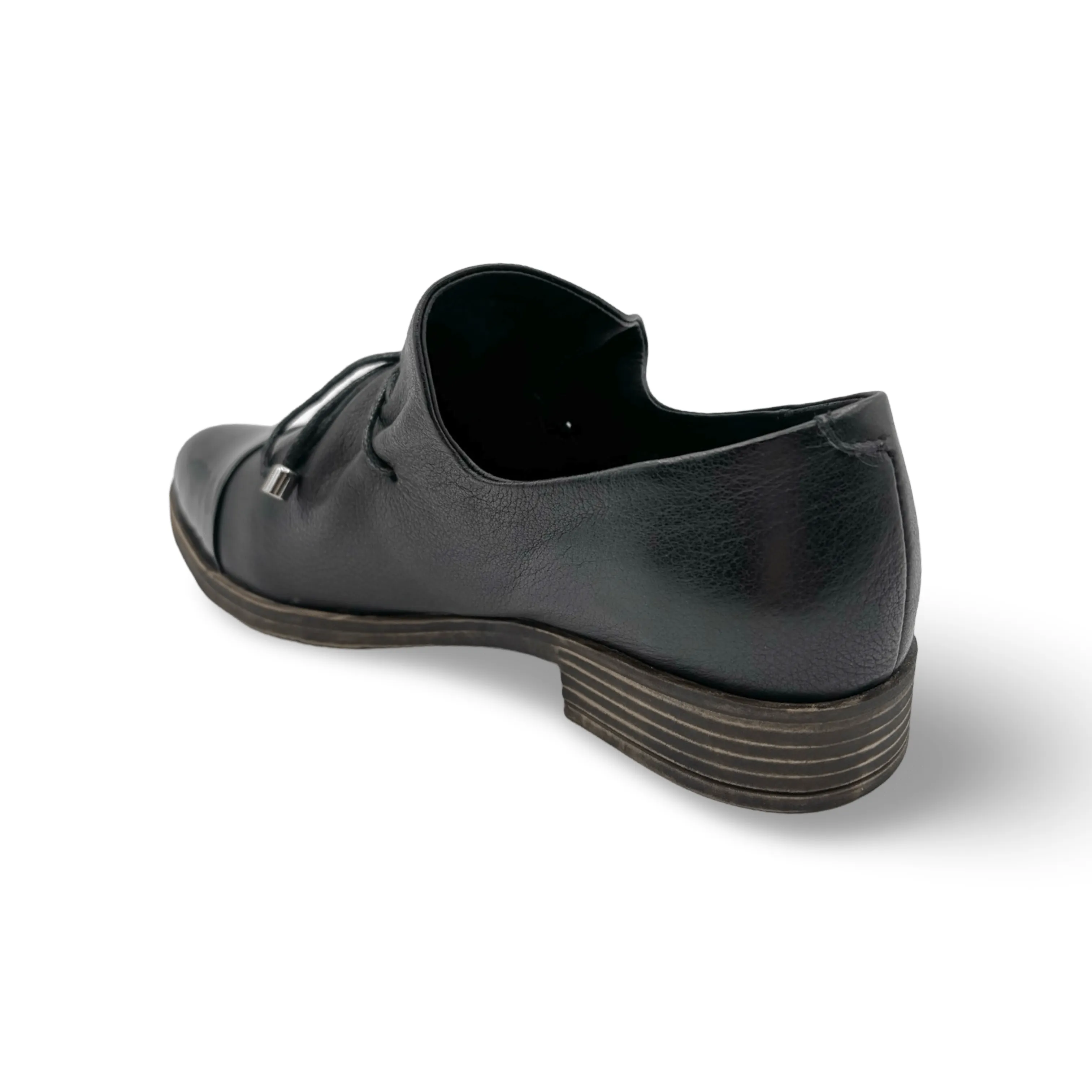 Kotty Black Leather/Patent Flat