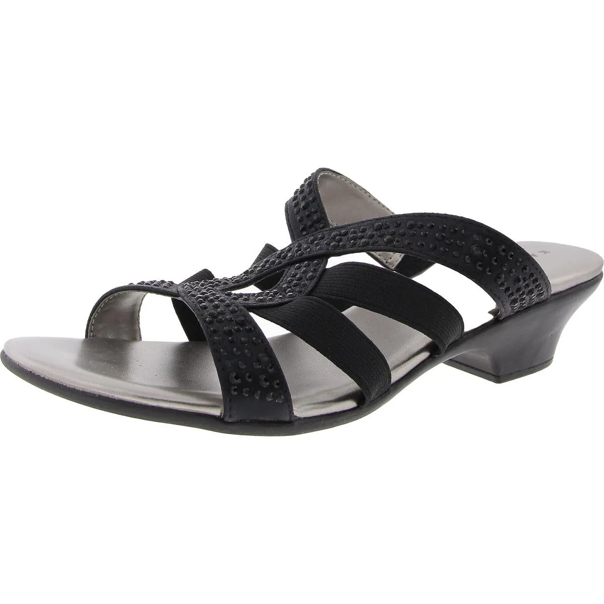 KSSEMET2 Womens Rhinestone Manmade Slide