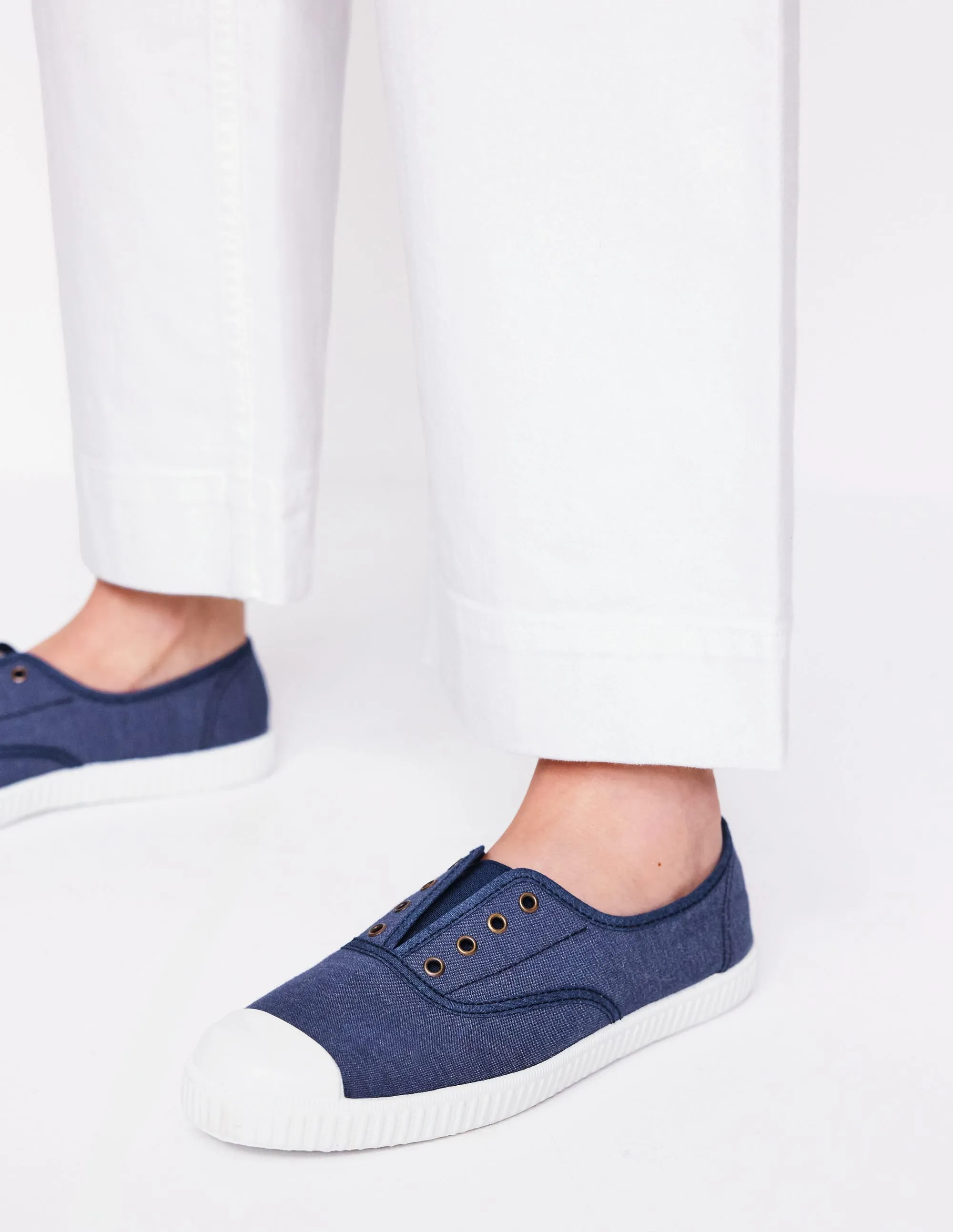 Laceless Canvas Plimsoll-Navy
