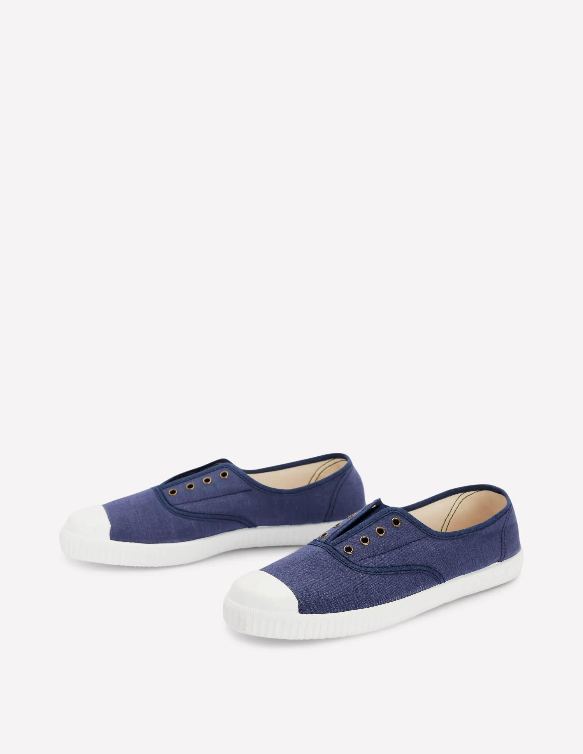 Laceless Canvas Plimsoll-Navy