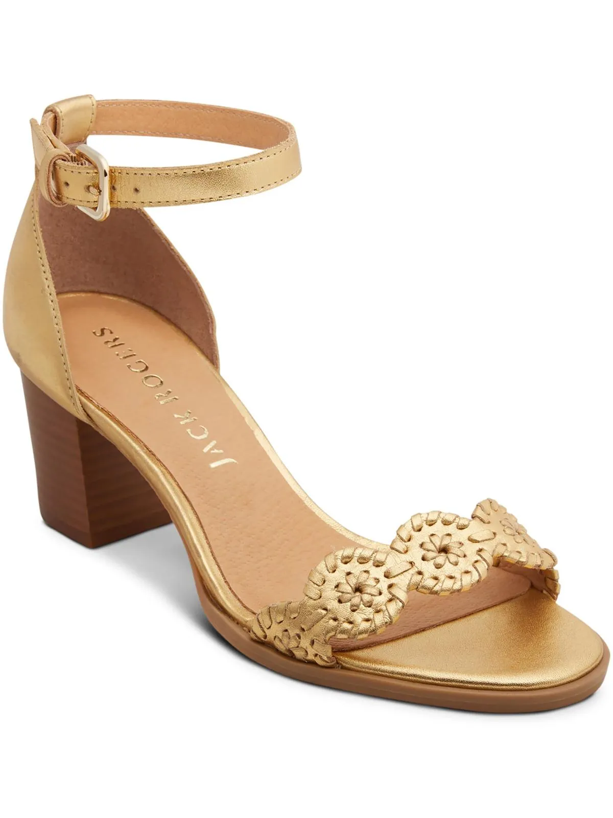 Lauren Womens Leather Metallic Heels