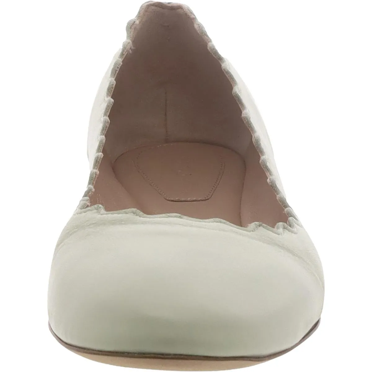 Lauren Womens Leather Scalloped Ballet Flats