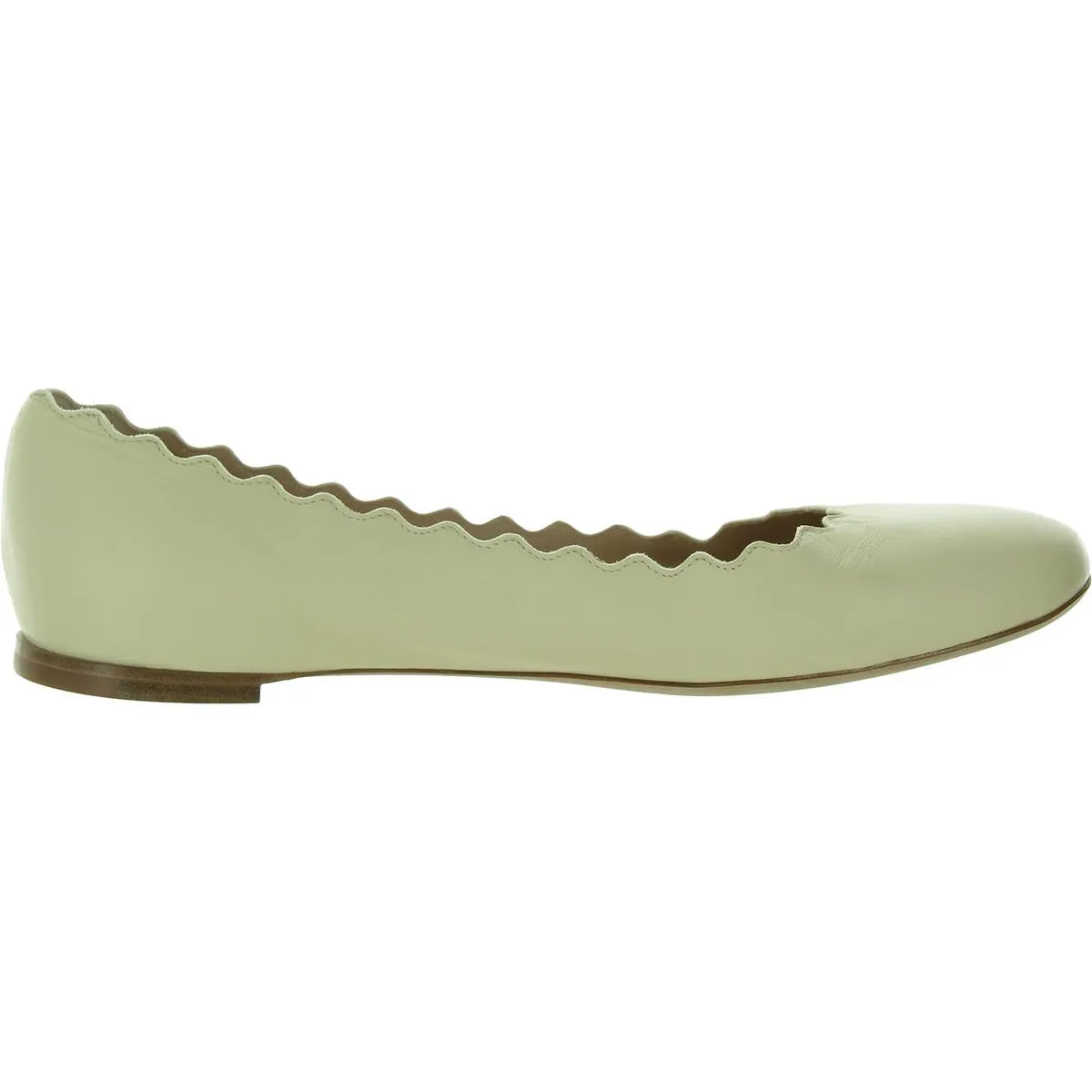 Lauren Womens Leather Scalloped Ballet Flats
