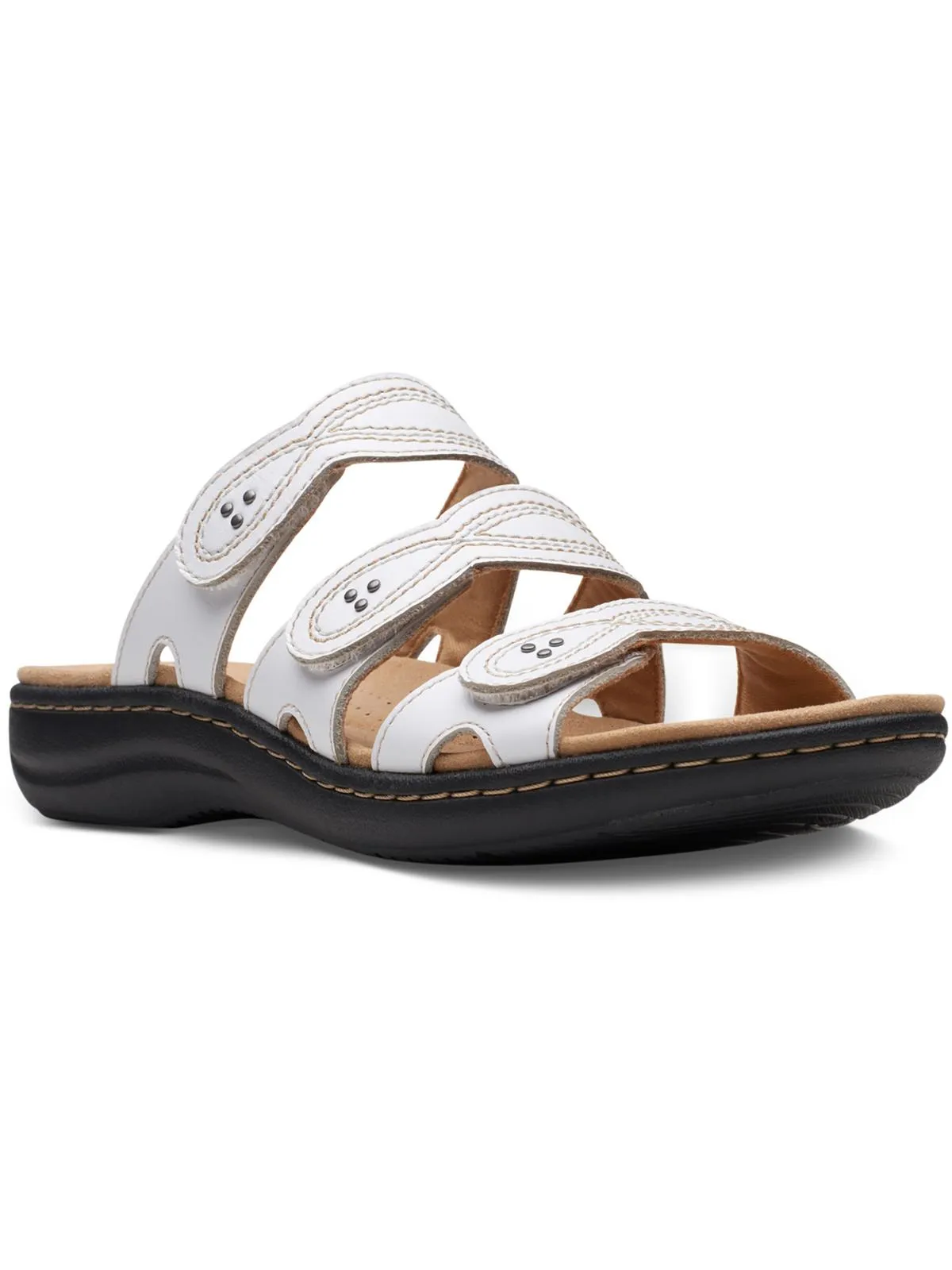 Laurieann Ayla Womens Leather Slip On Slide Sandals
