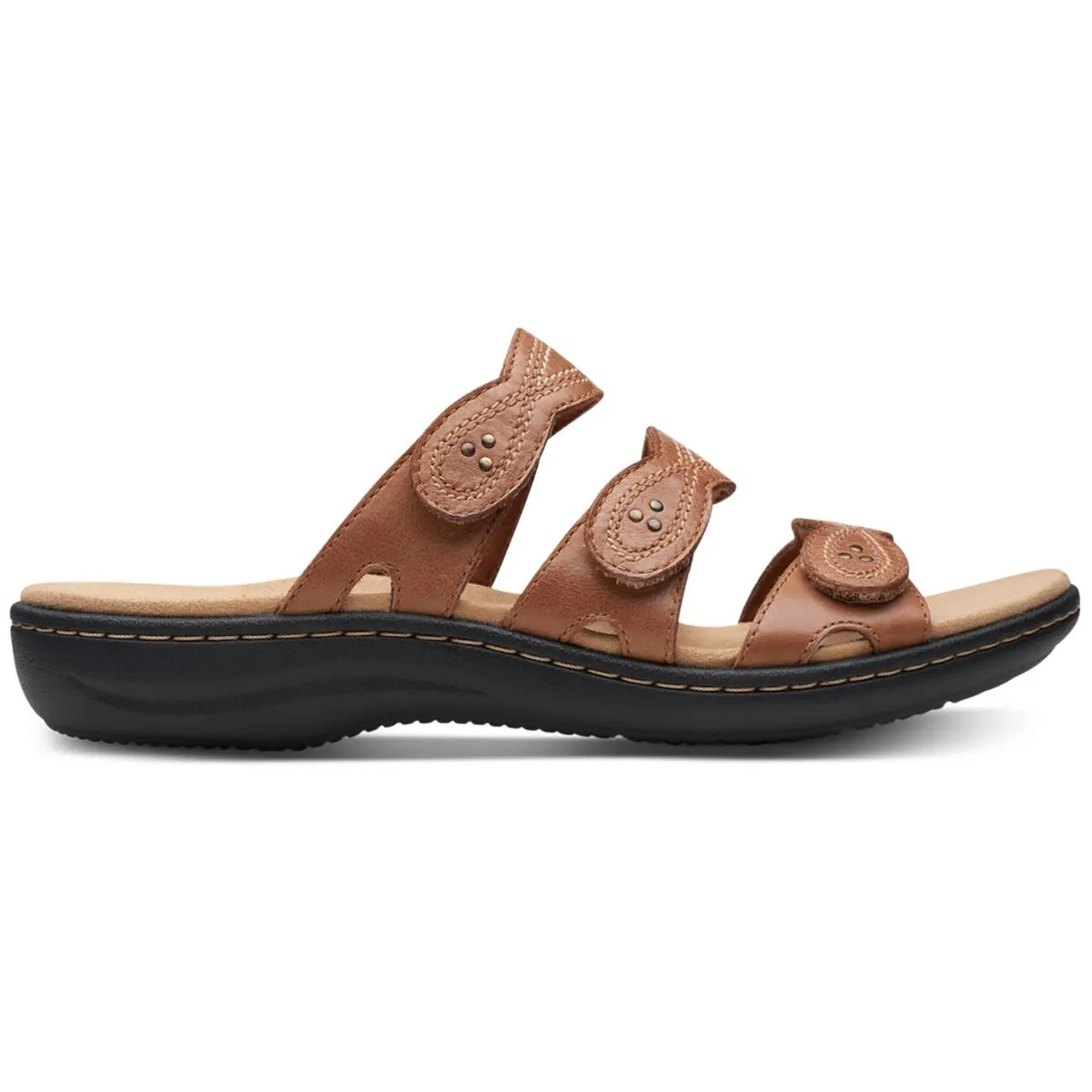 Laurieann Ayla Womens Leather Slip On Slide Sandals