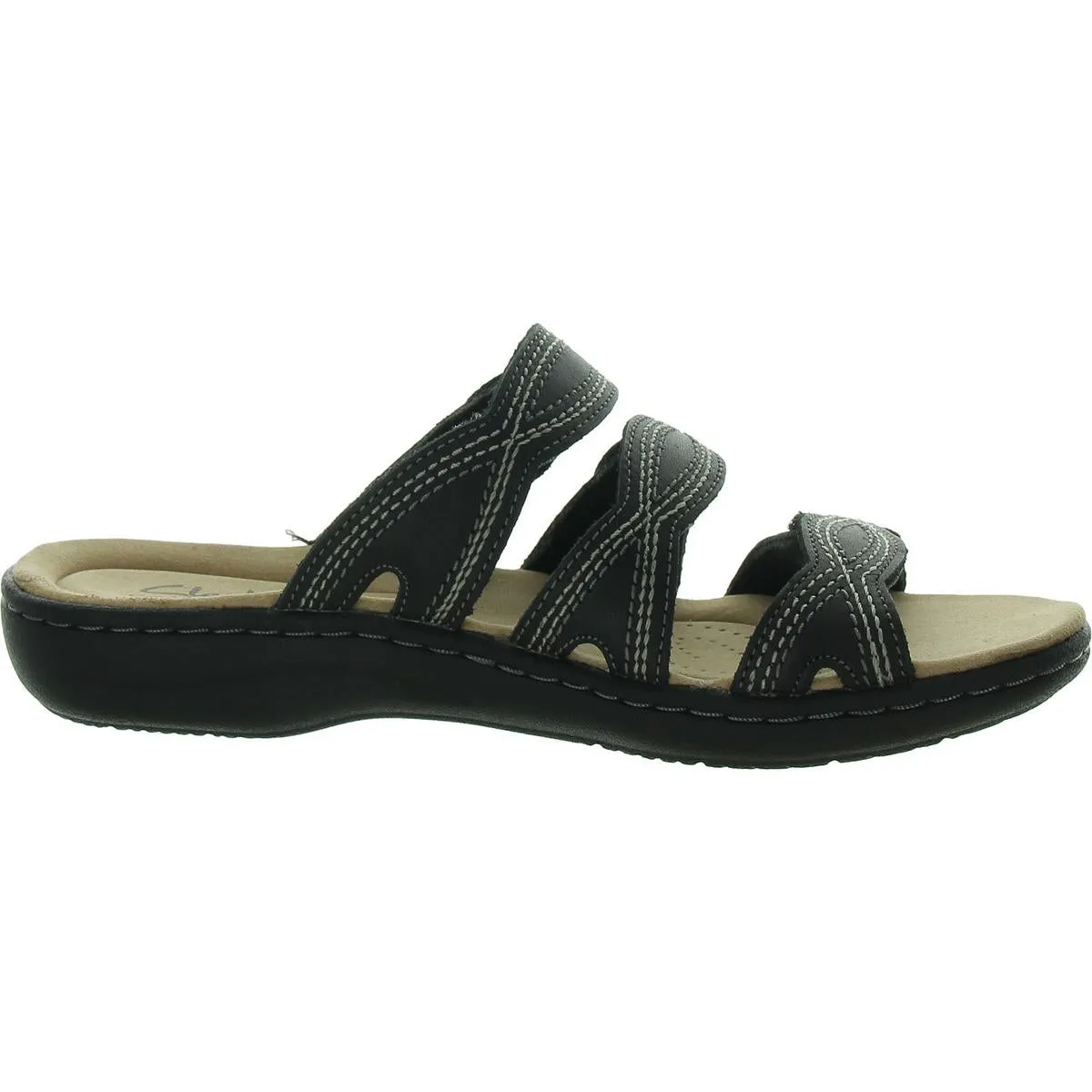Laurieann Ayla Womens Leather Slip On Slide Sandals