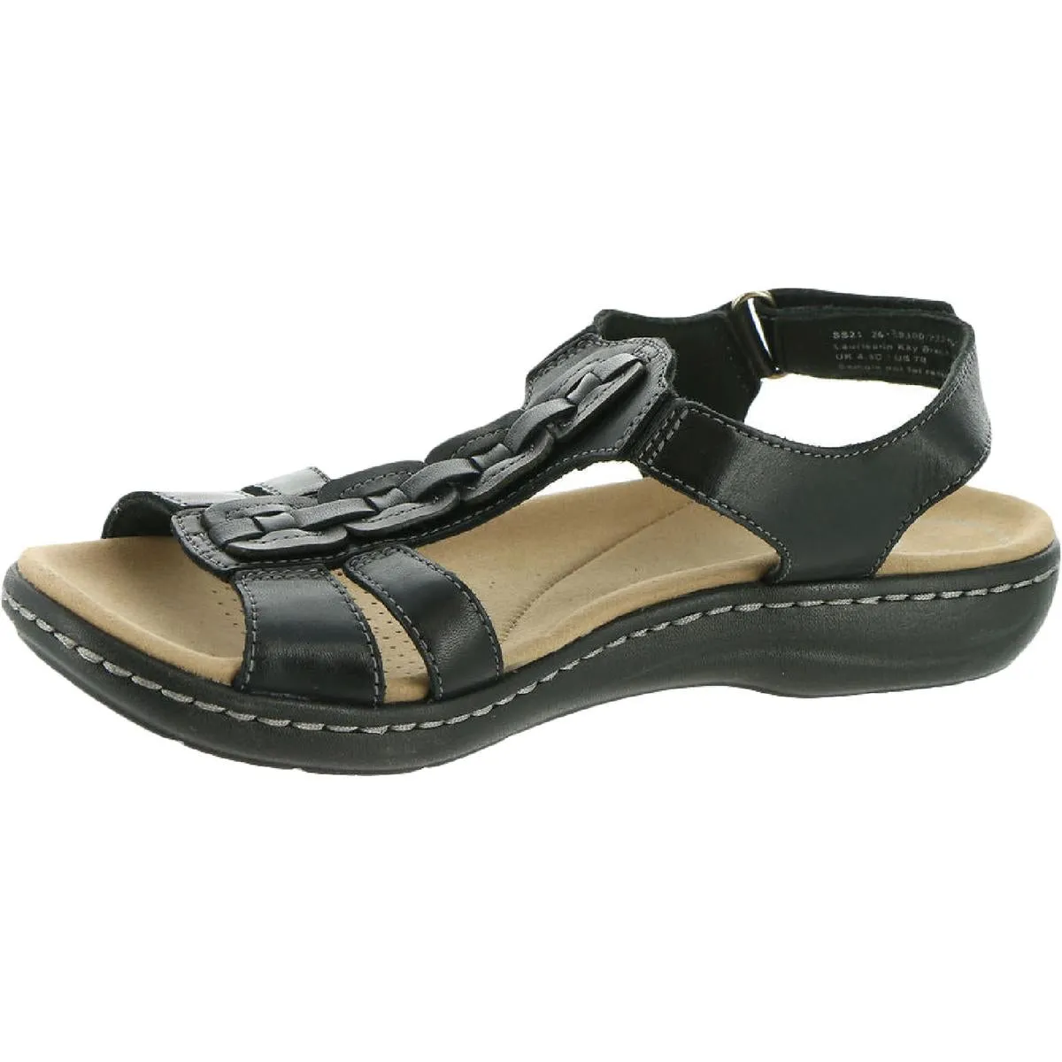 Laurieann Kay Womens Faux Leather Cut-Out Flat Sandals