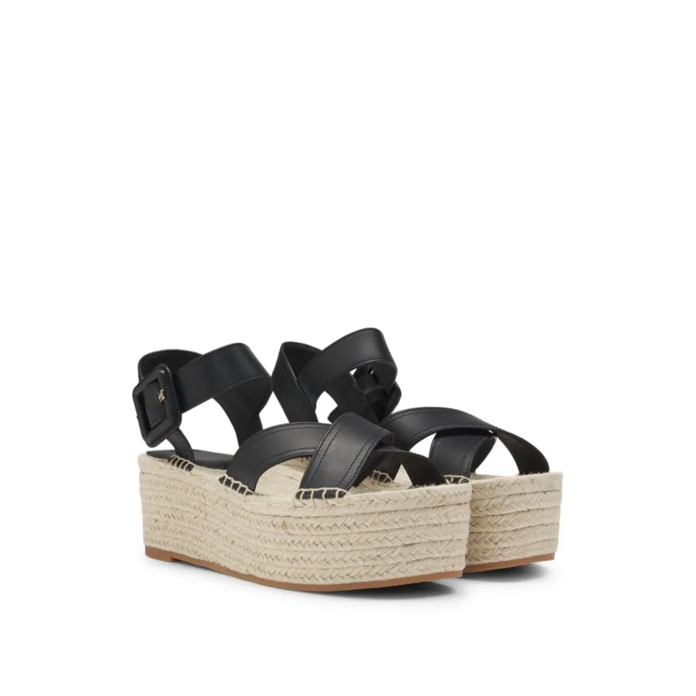 Leather sandals with platform sole