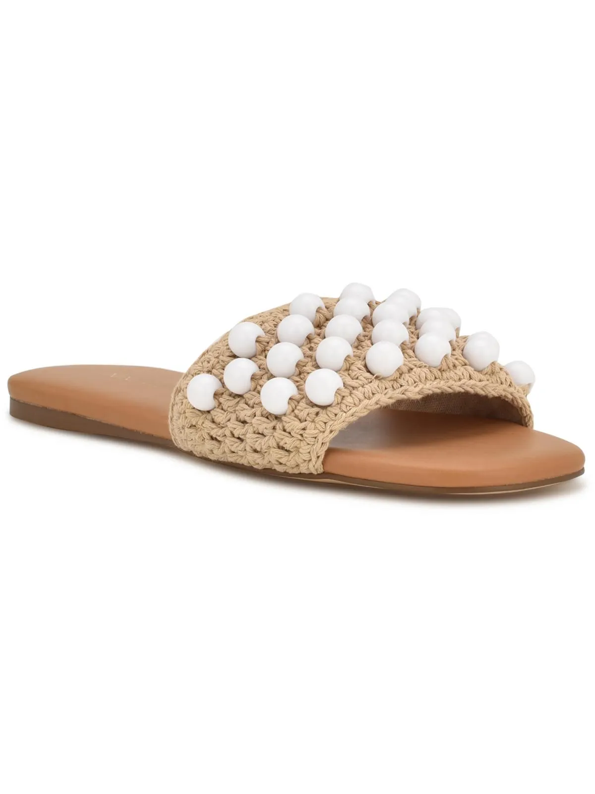 LeeLee Womens Woven Embellished Slide Sandals