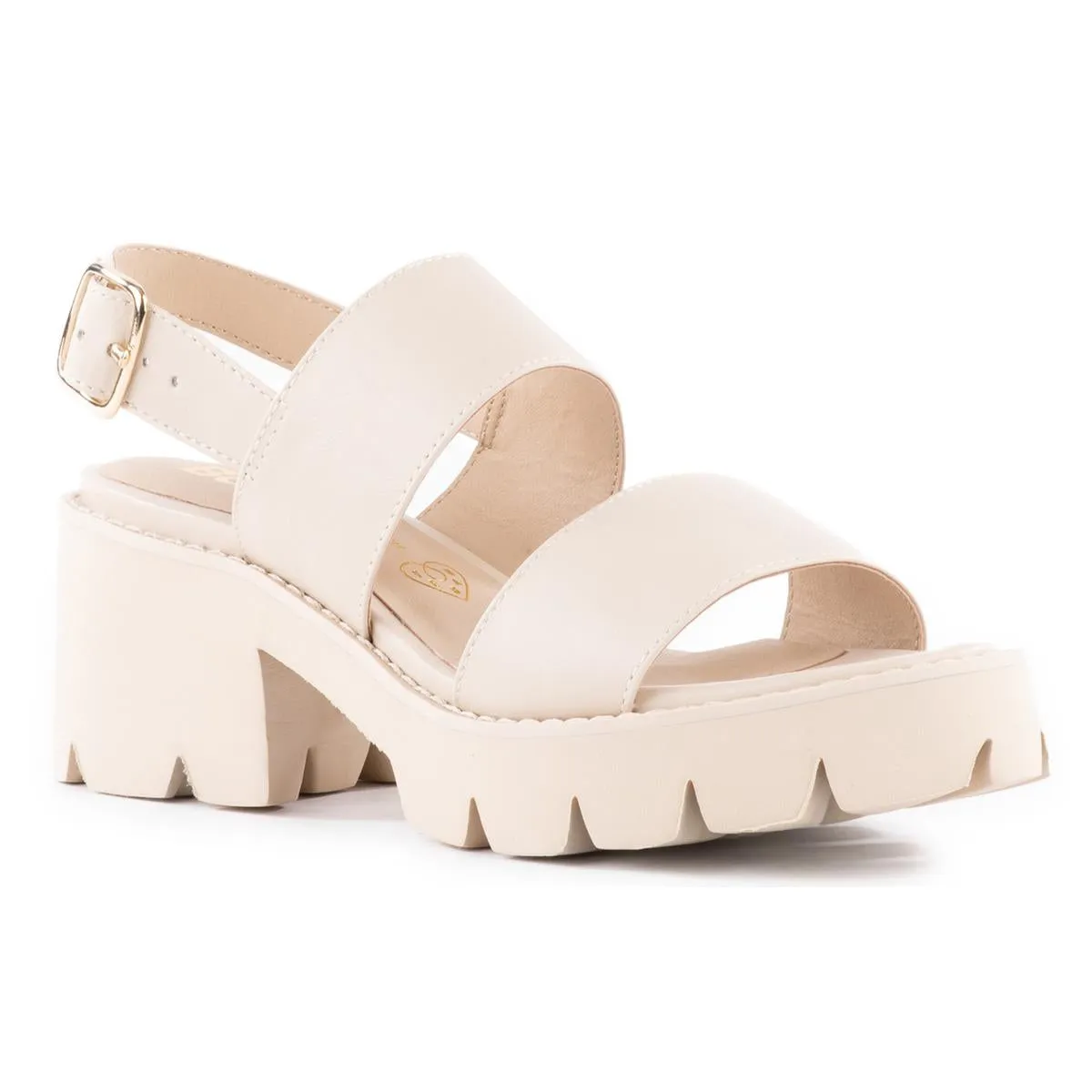 Left Unsaid Womens Faux Leather Ankle Strap Heels